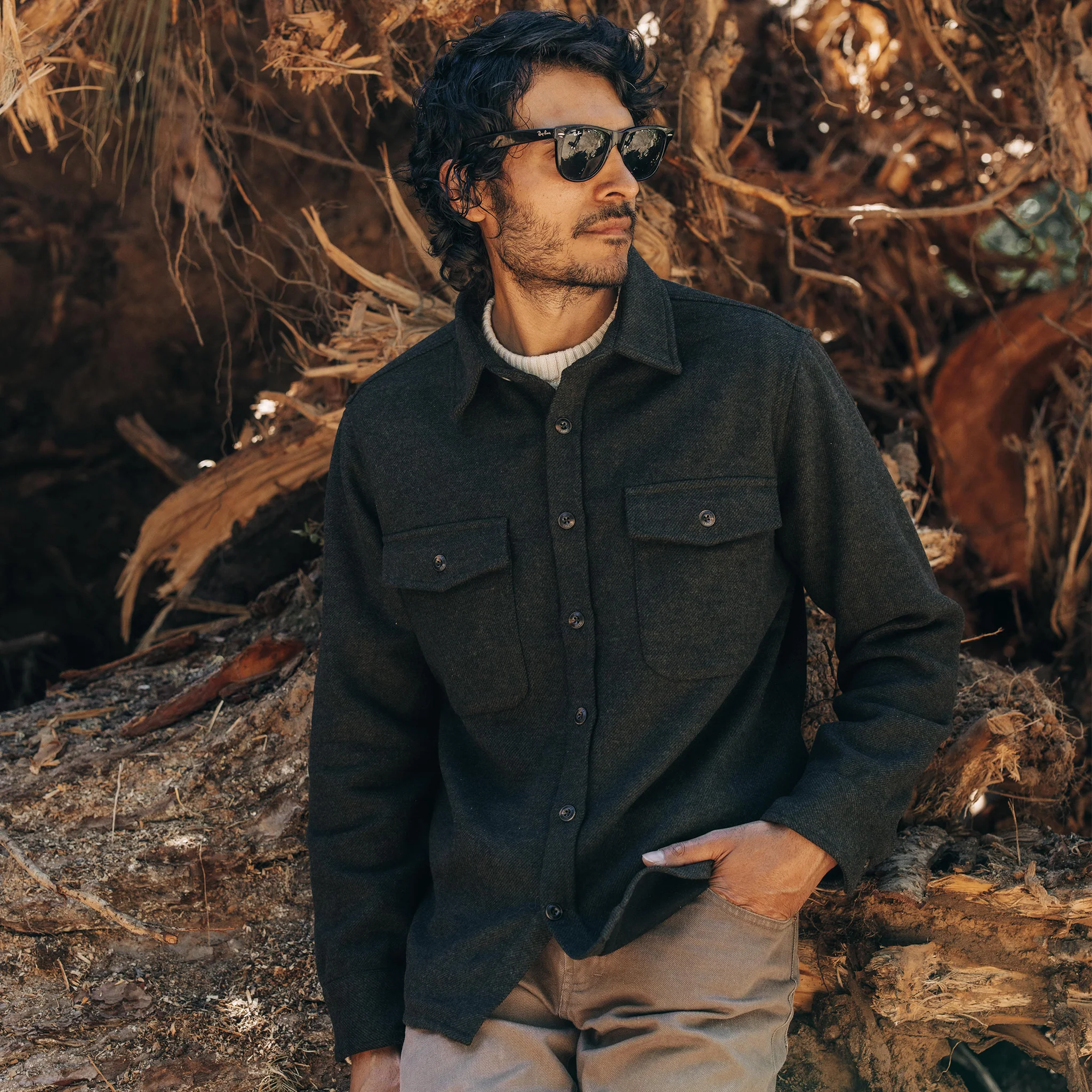 The Maritime Shirt Jacket in Evergreen Twill - Image 5