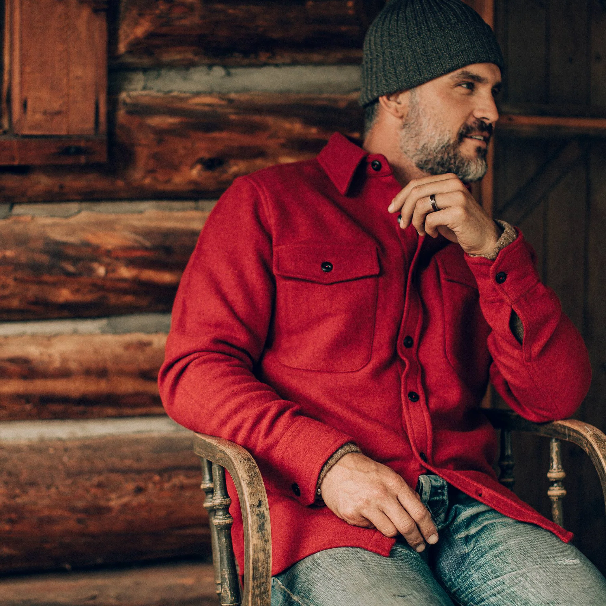 The Maritime Shirt Jacket in Clifford Red - Image 6