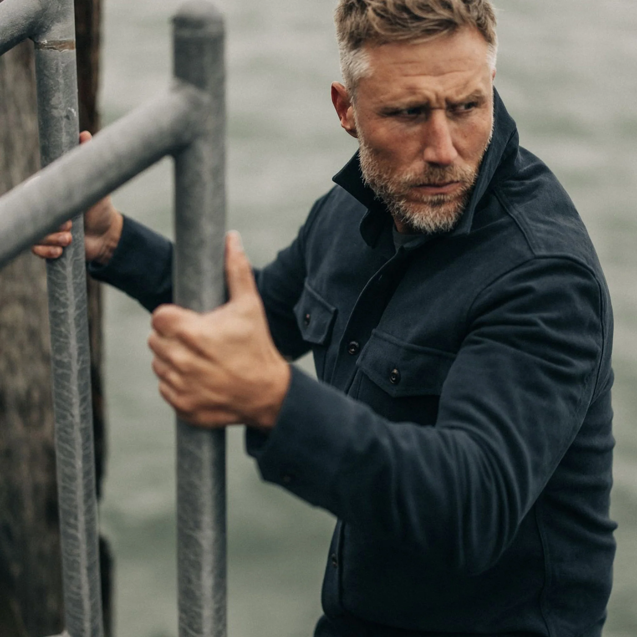 The Maritime Shirt Jacket in Dark Navy Moleskin - Image 3