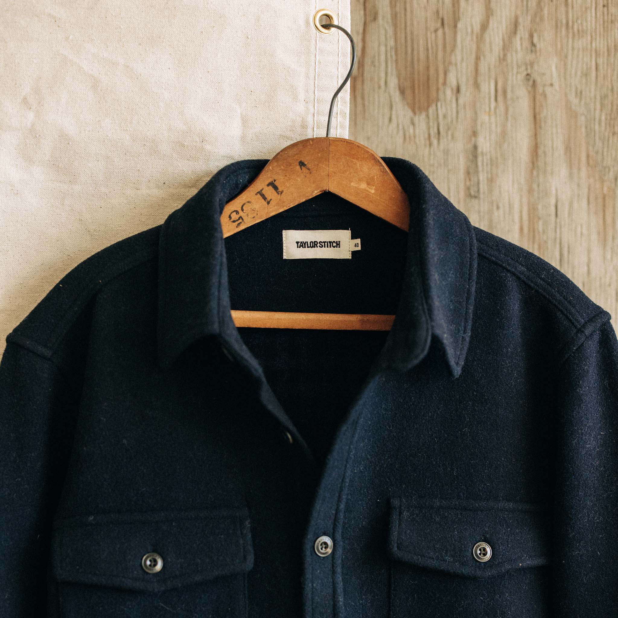 The Maritime Shirt Jacket in Dark Navy Wool - Image 4