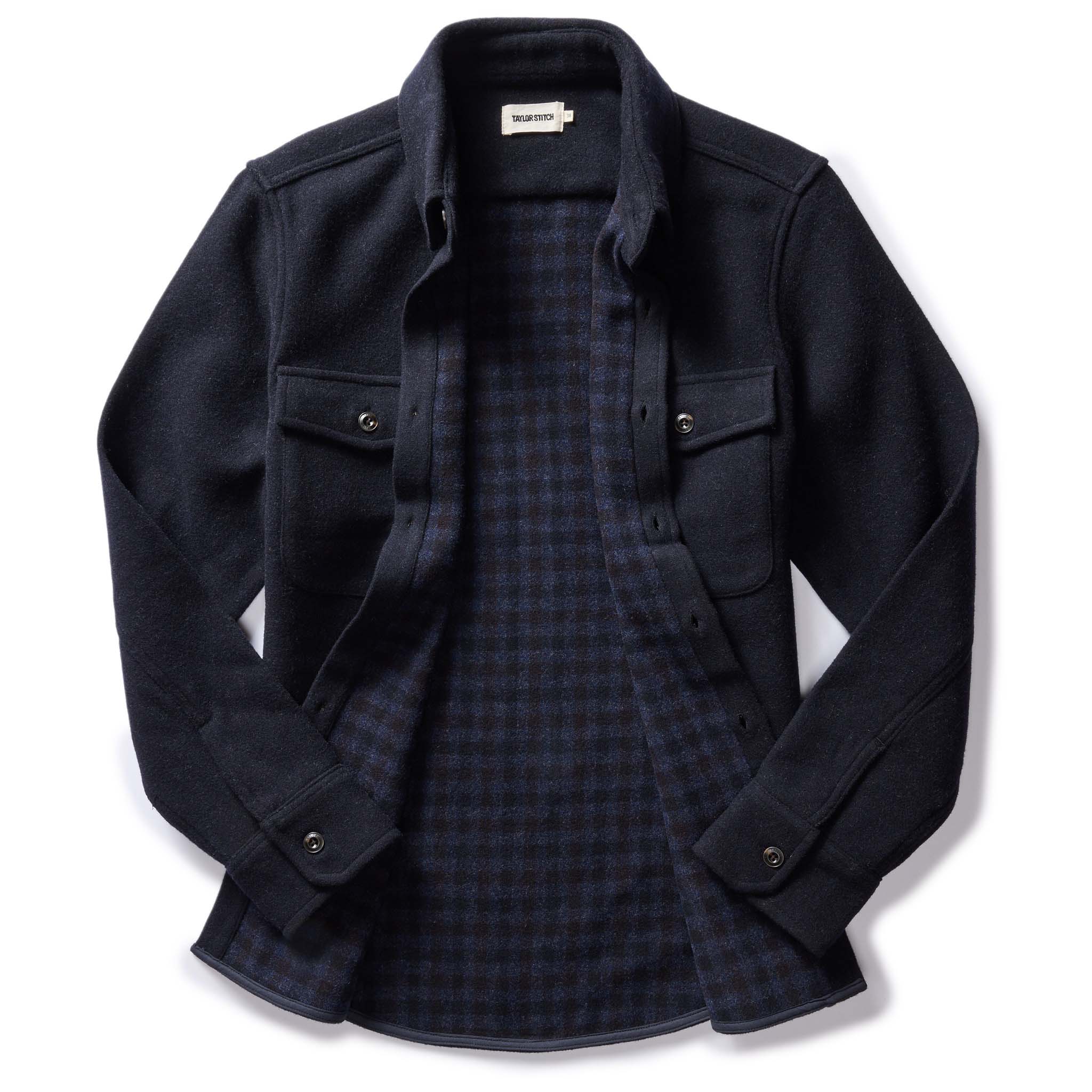 The Maritime Shirt Jacket in Dark Navy Wool - Image 5