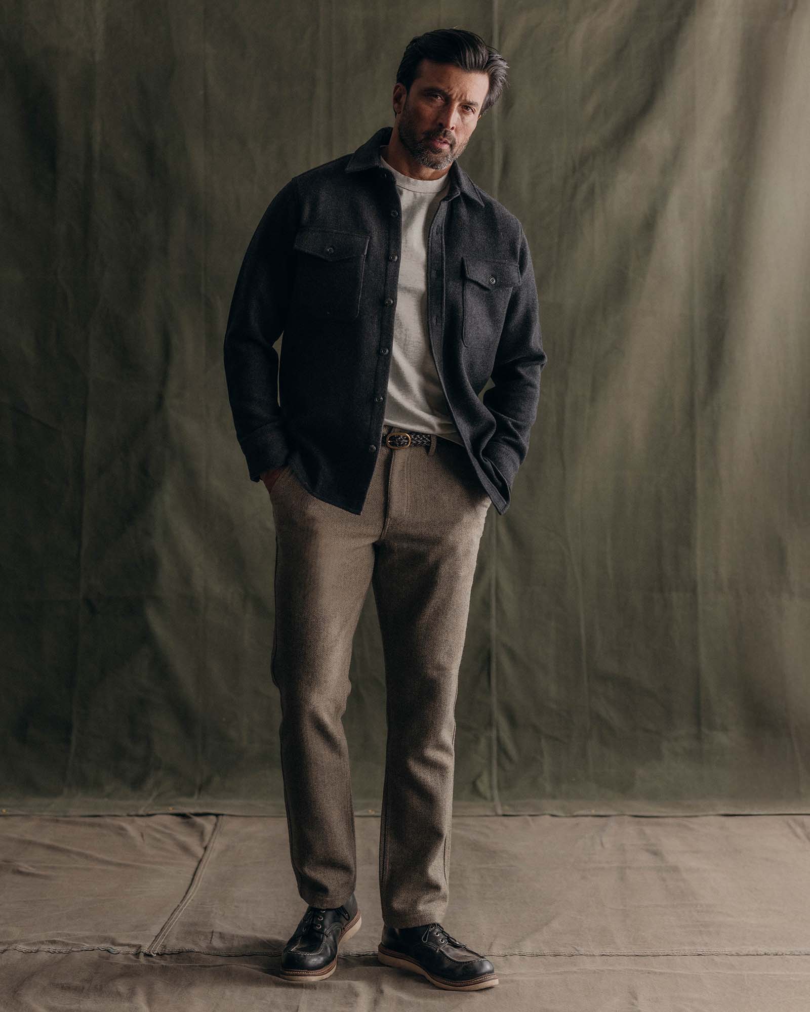 The Maritime Shirt Jacket in Heather Charcoal Wool - Image 3