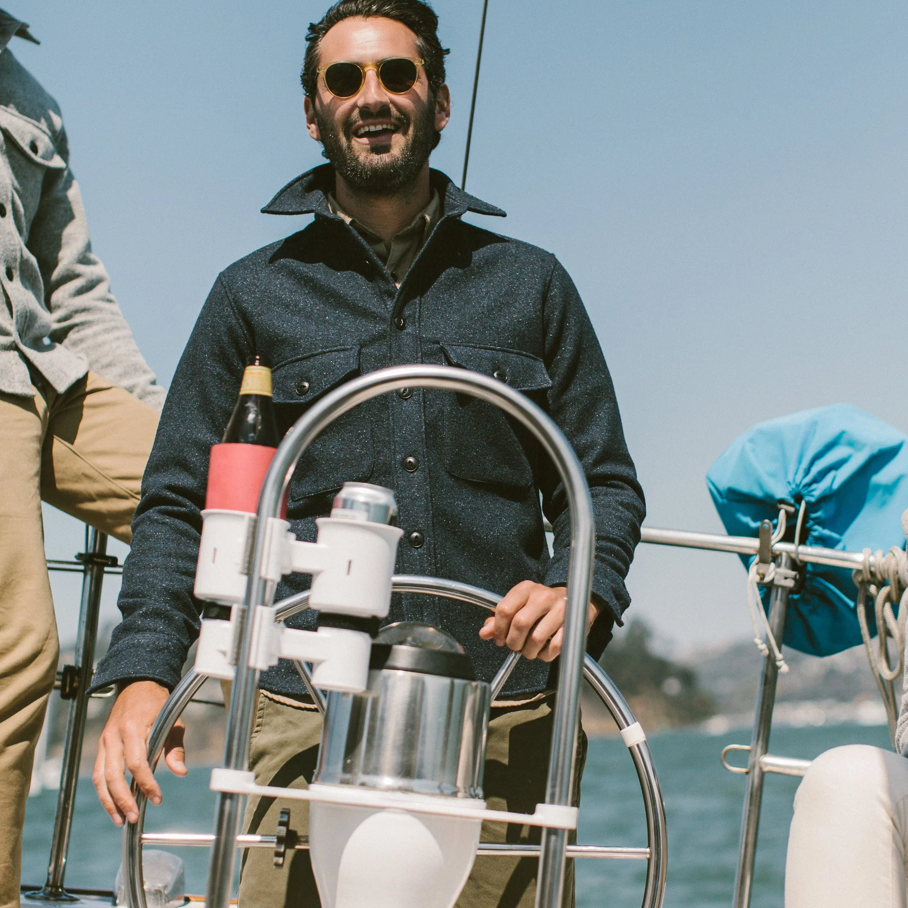 The Maritime Shirt Jacket in Navy Donegal Lambswool - Image 6