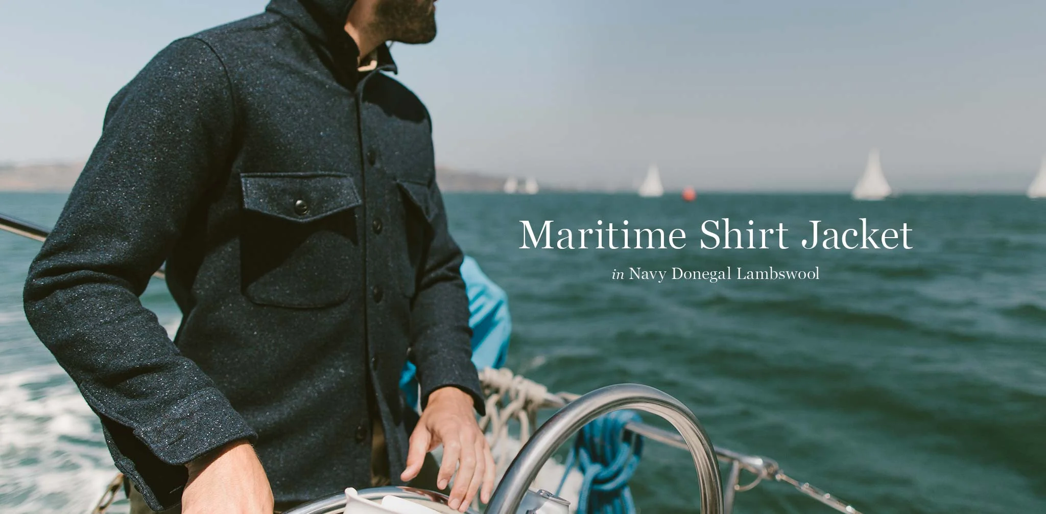The Maritime Shirt Jacket in Navy Donegal Lambswool - Image 9