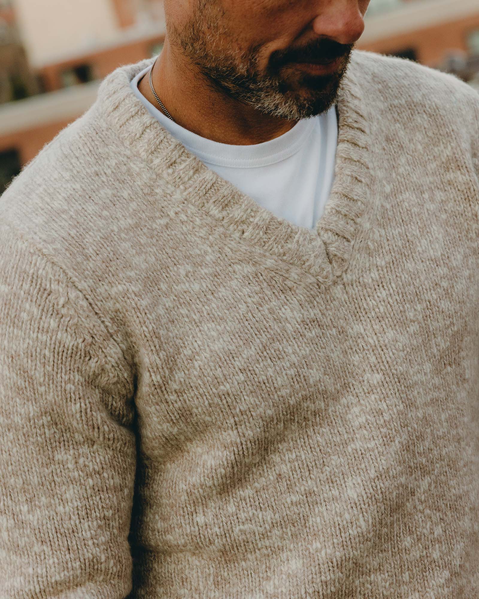 The Match V-Neck Sweater in Sable Merino Slub - Image 3