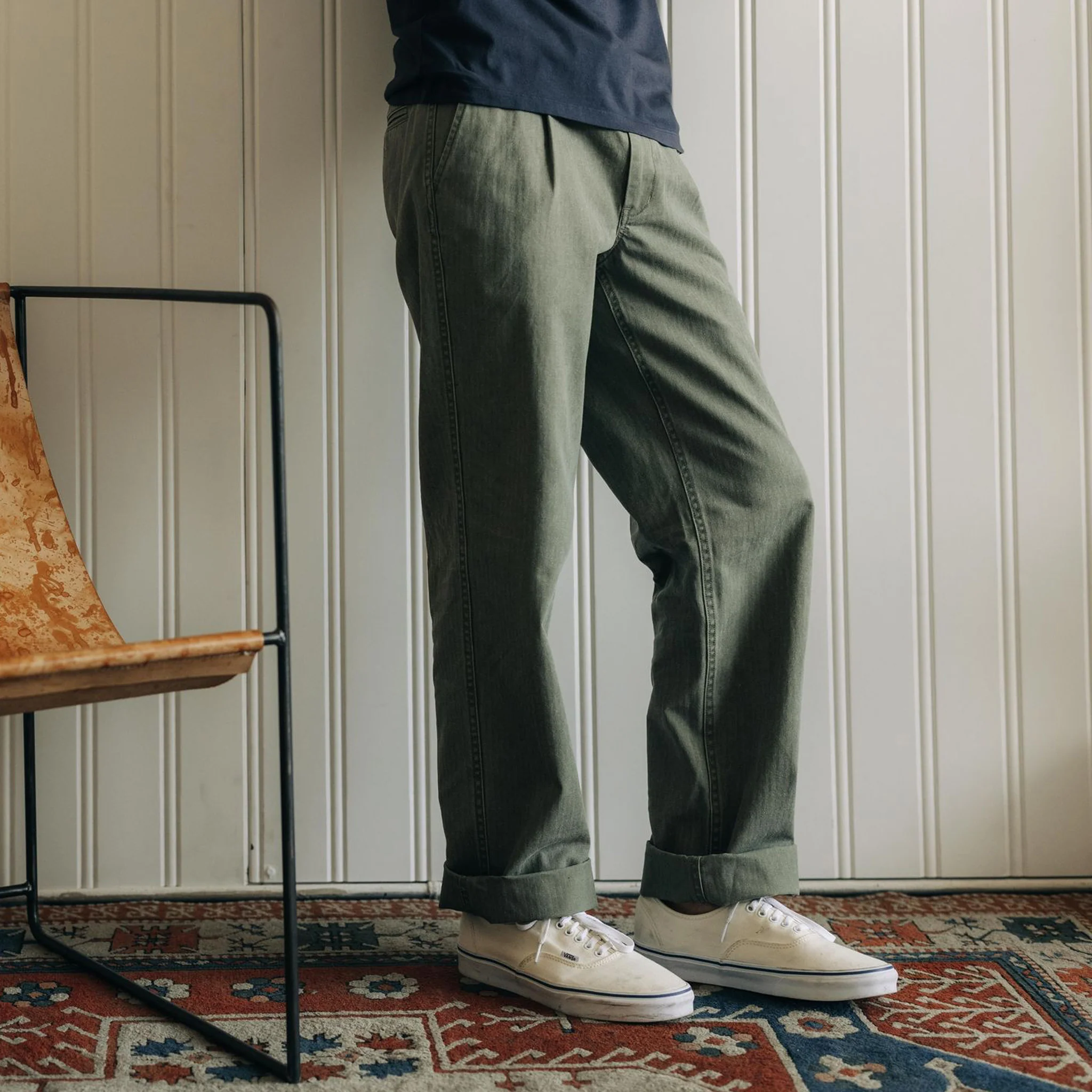 The Matlow Pant in Dried Sage Pigment Herringbone - Image 3