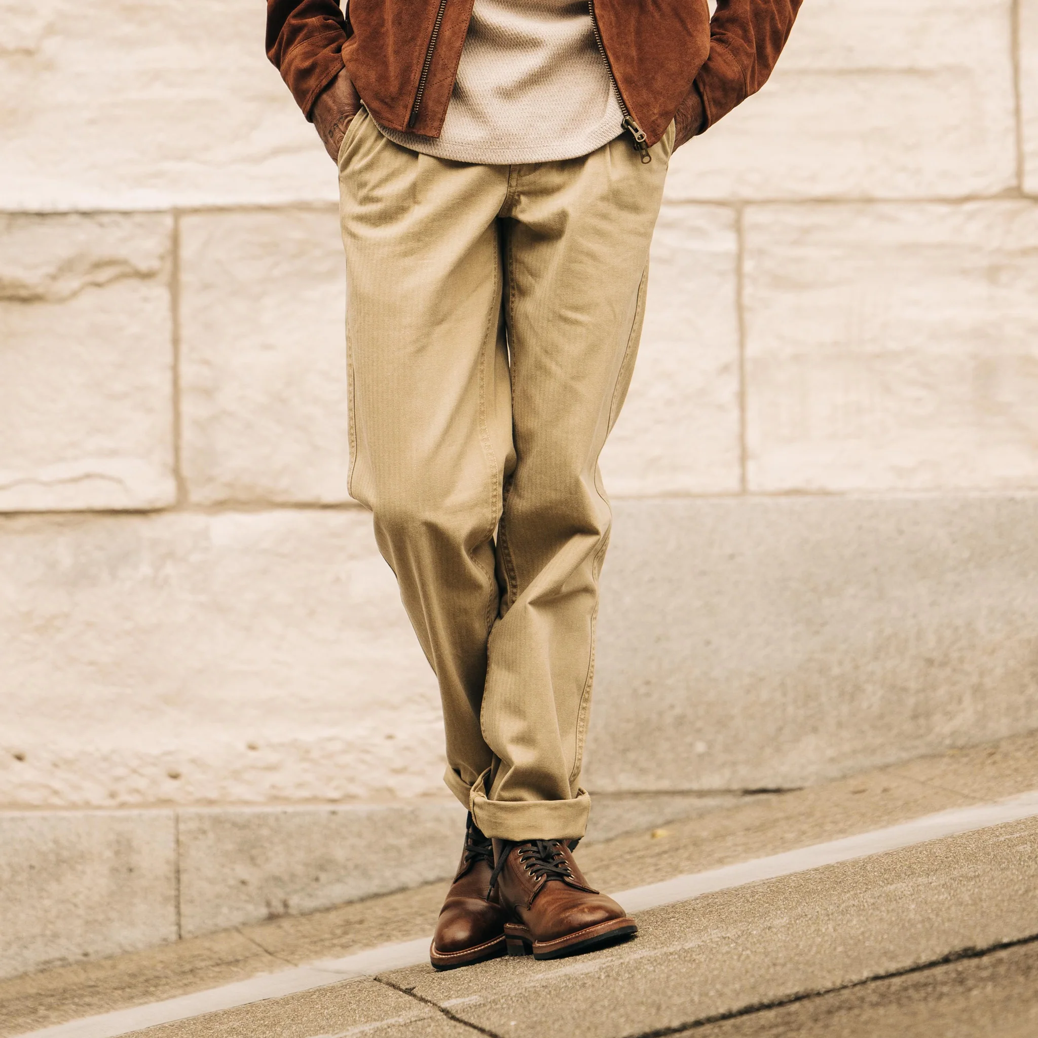 The Matlow Pant in Light Khaki Pigment Herringbone - Image 4