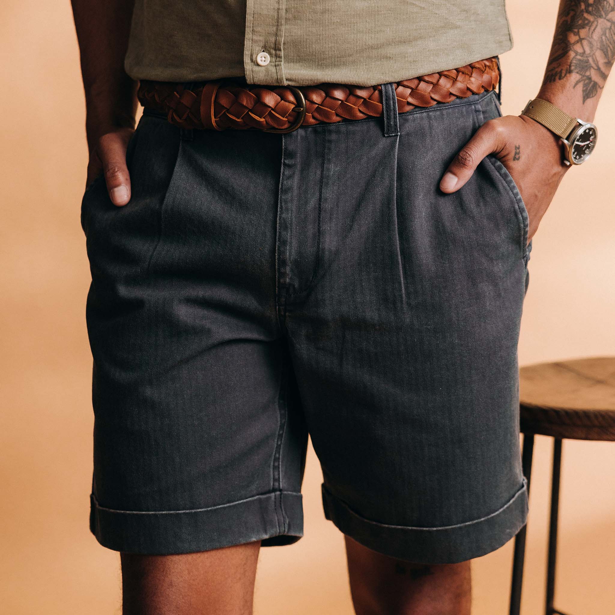 The Matlow Short in Dark Navy Herringbone - Image 3
