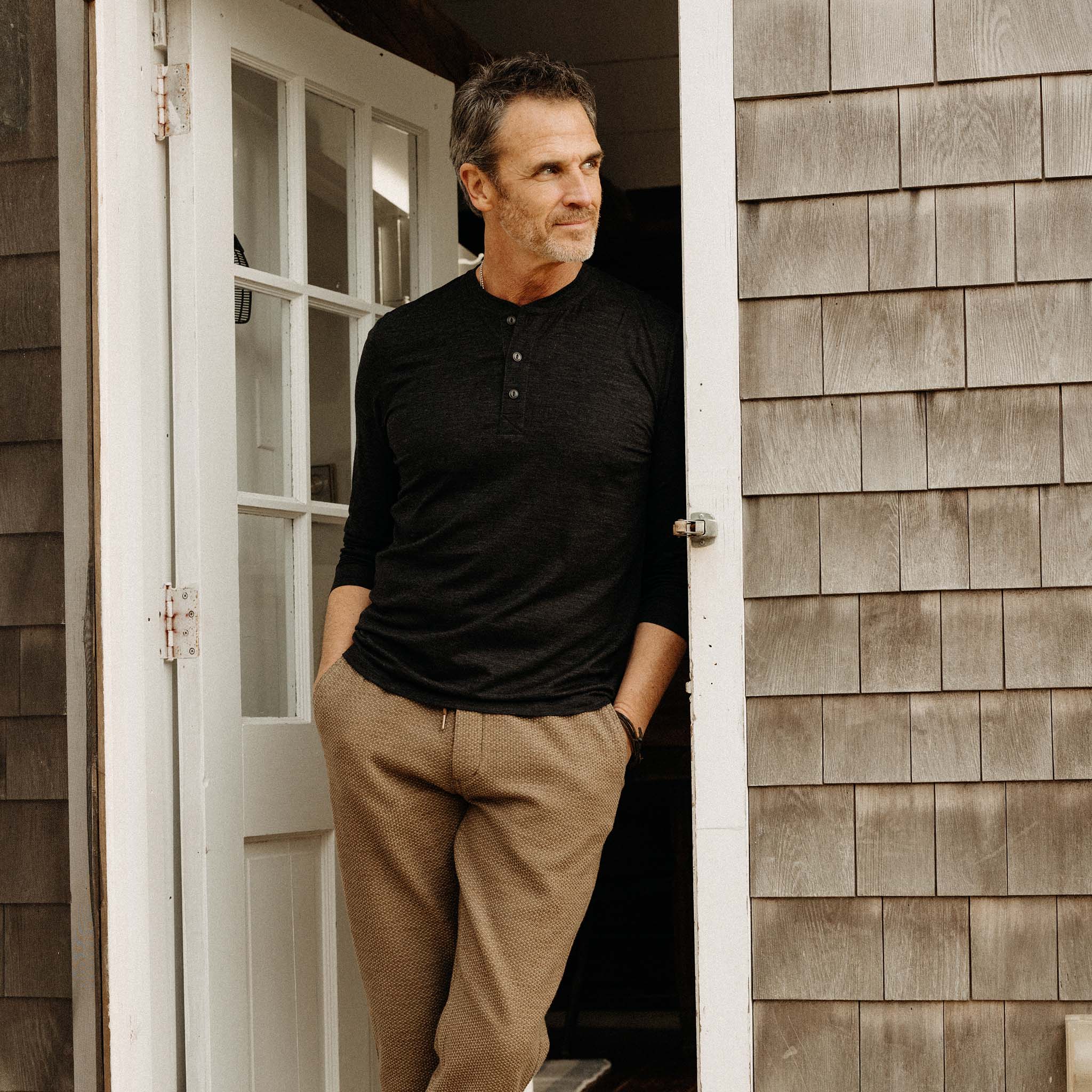 The Merino Henley in Heather Black - Image 2