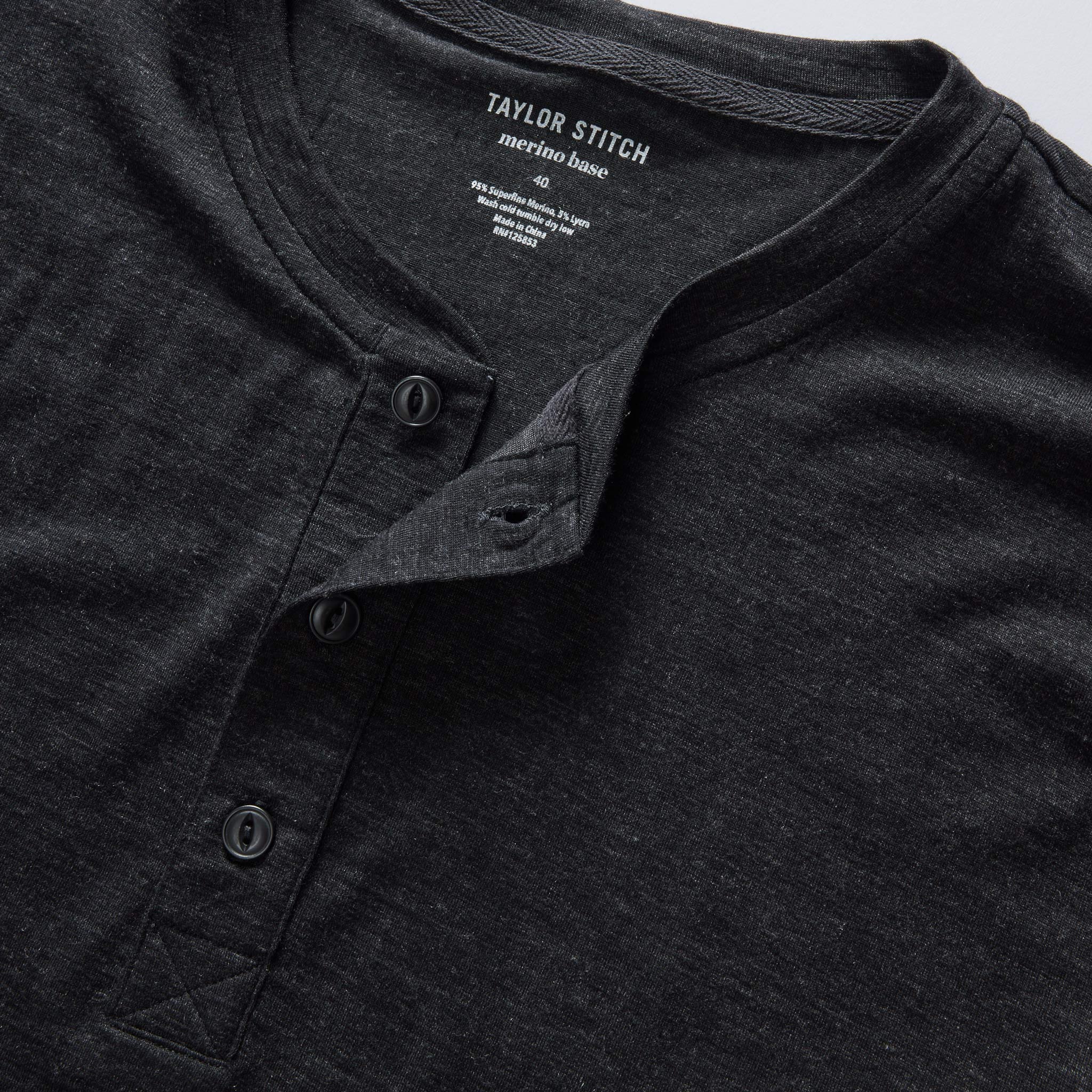 The Merino Henley in Heather Black - Image 4