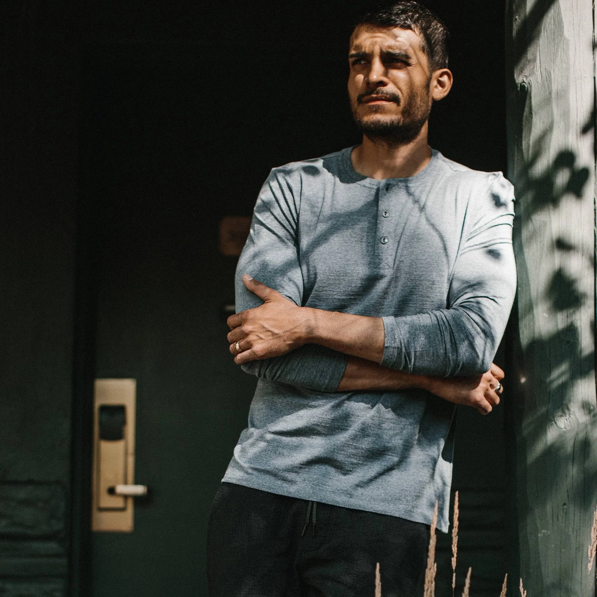 The Merino Henley in Heather Blue - Image 2