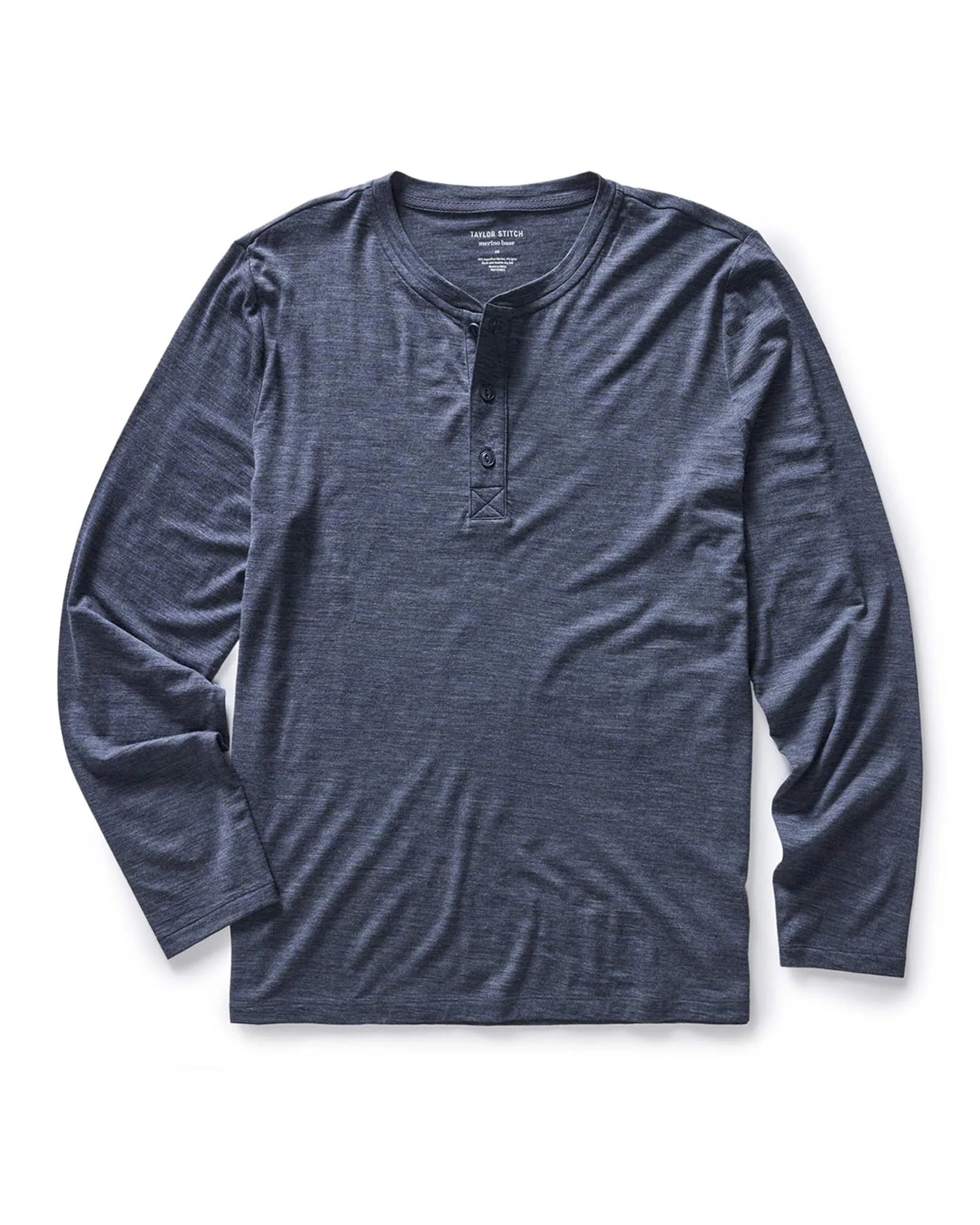The Merino Henley in Heather Navy