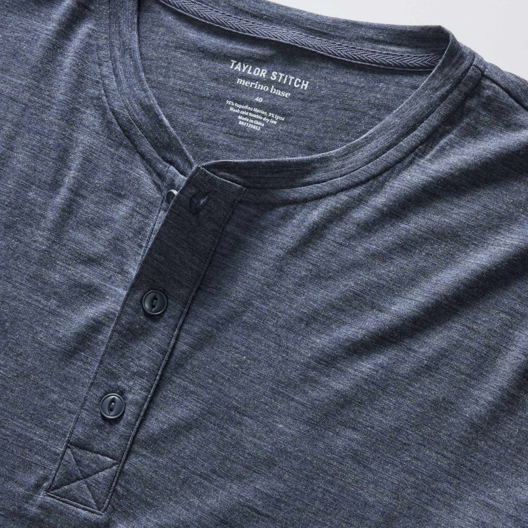 The Merino Henley in Heather Navy - Image 5