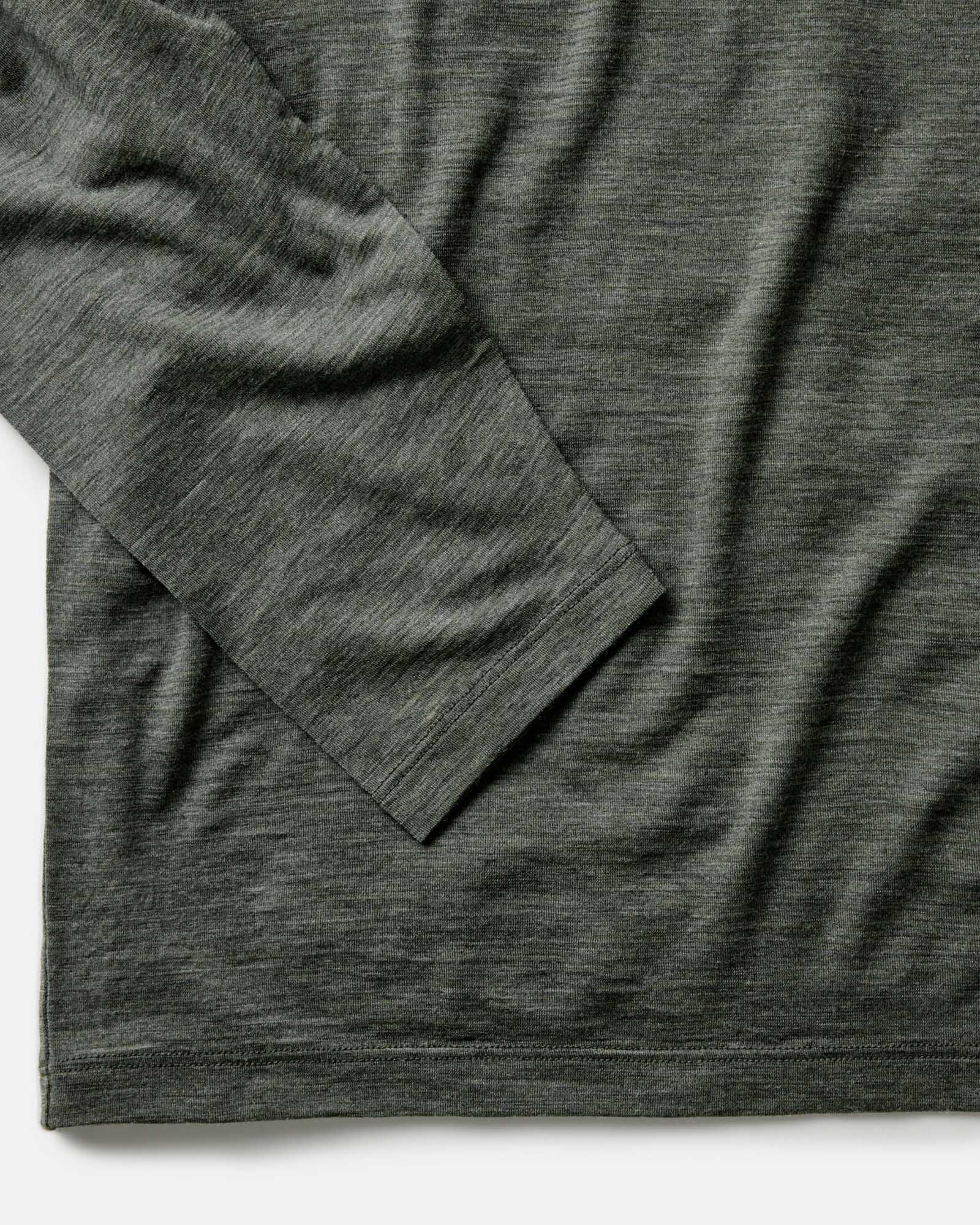 The Merino Long Sleeve Tee in Heather Army - Image 5