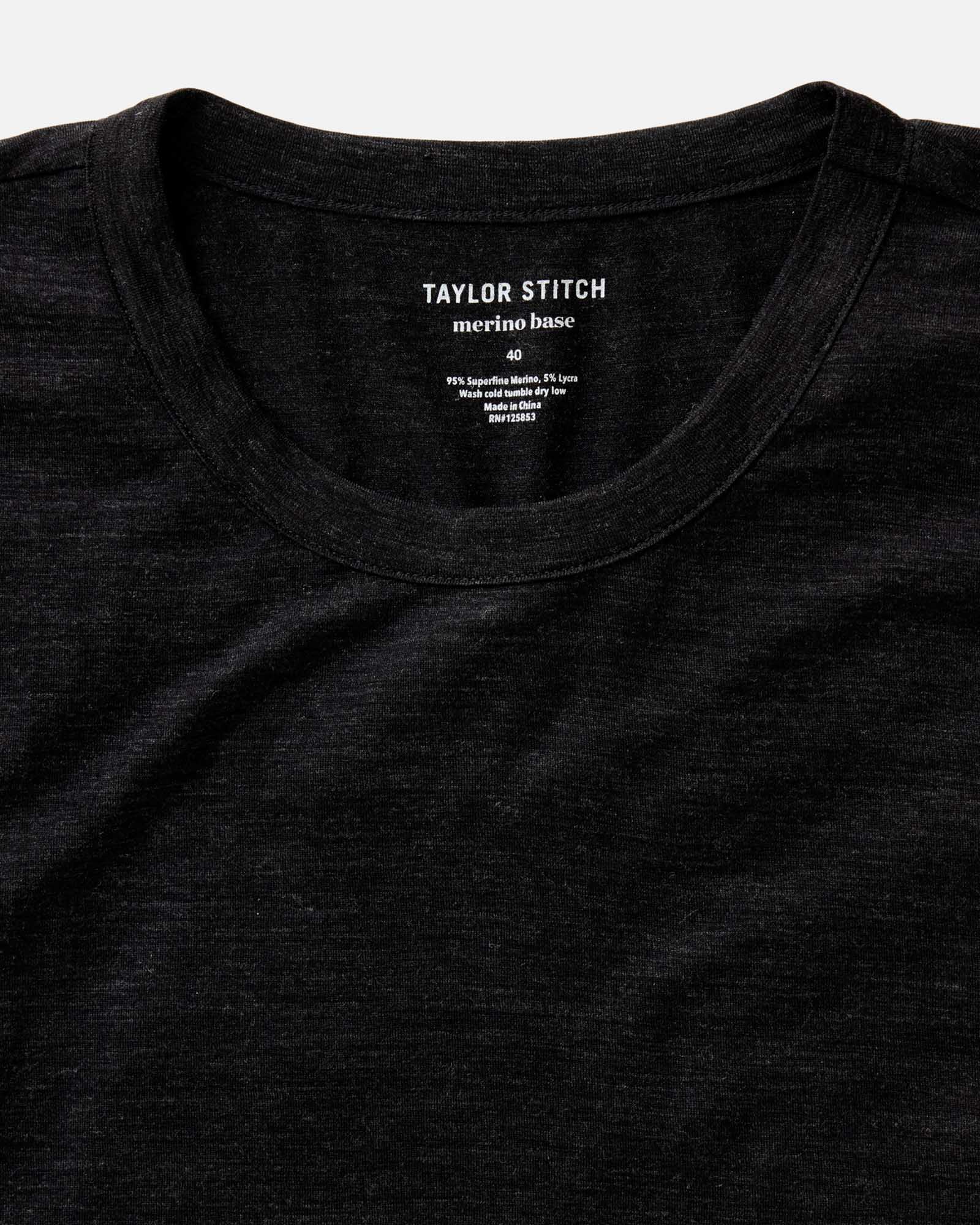 The Merino Long Sleeve Tee in Heather Black - Image 4