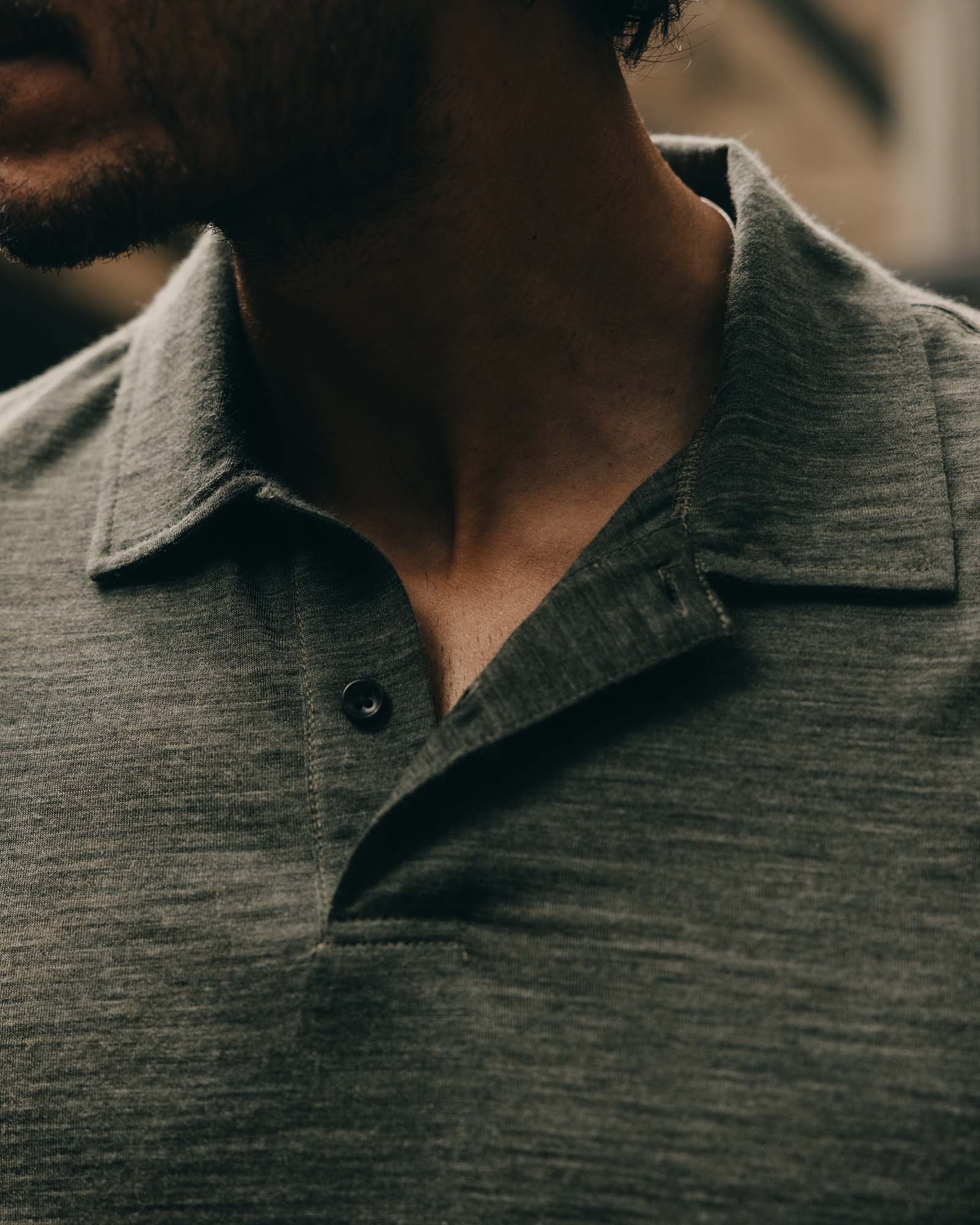 The Merino Polo in Heather Army - Image 3