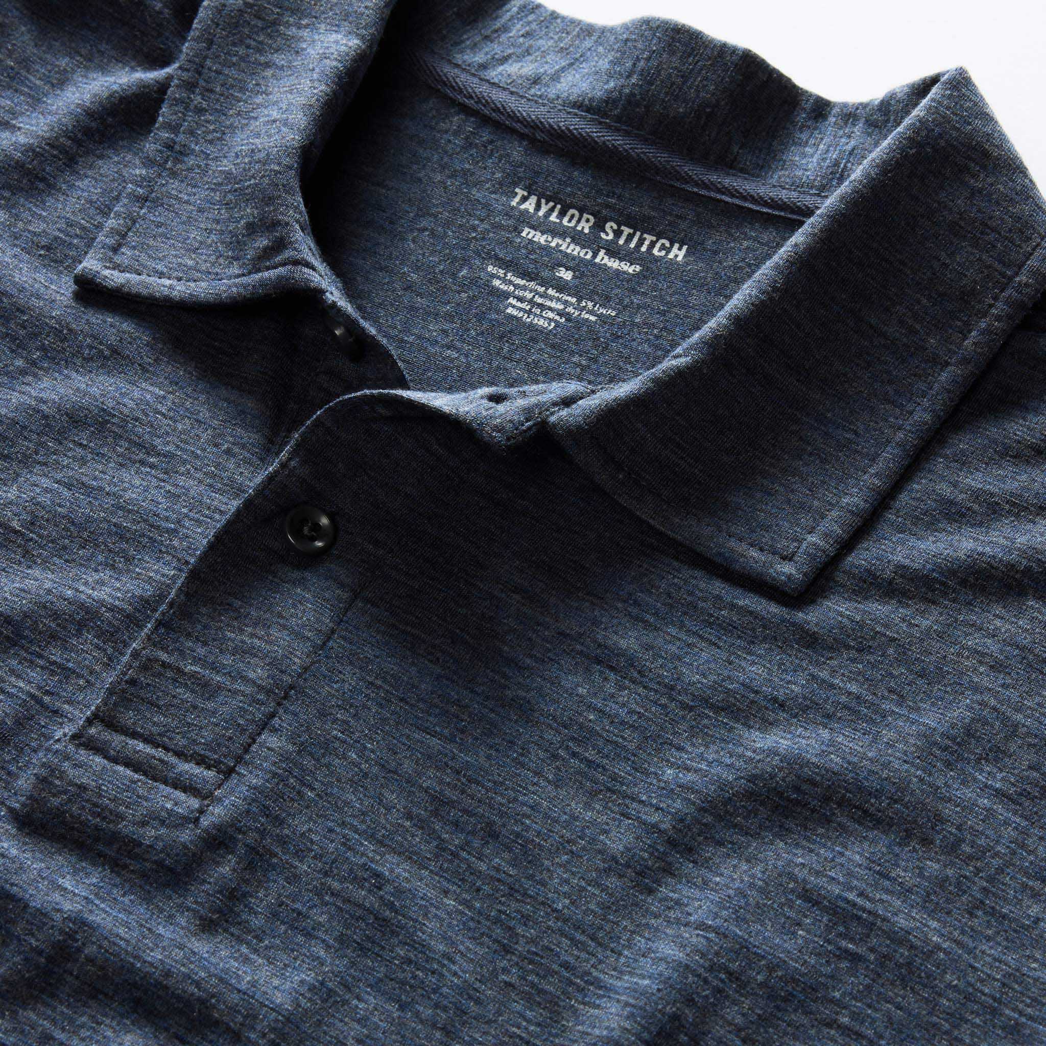 The Merino Polo in Heather Navy - Image 5