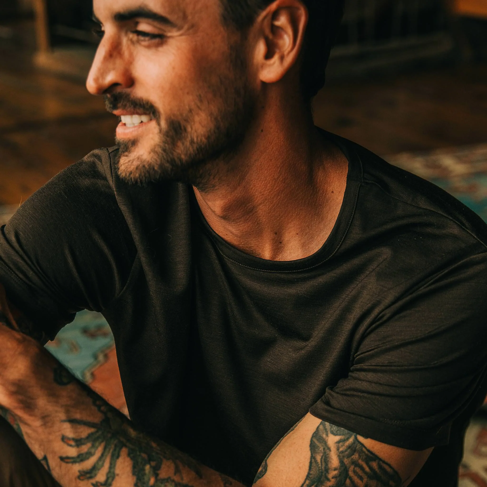 The Merino Tee in Heather Espresso - Image 3