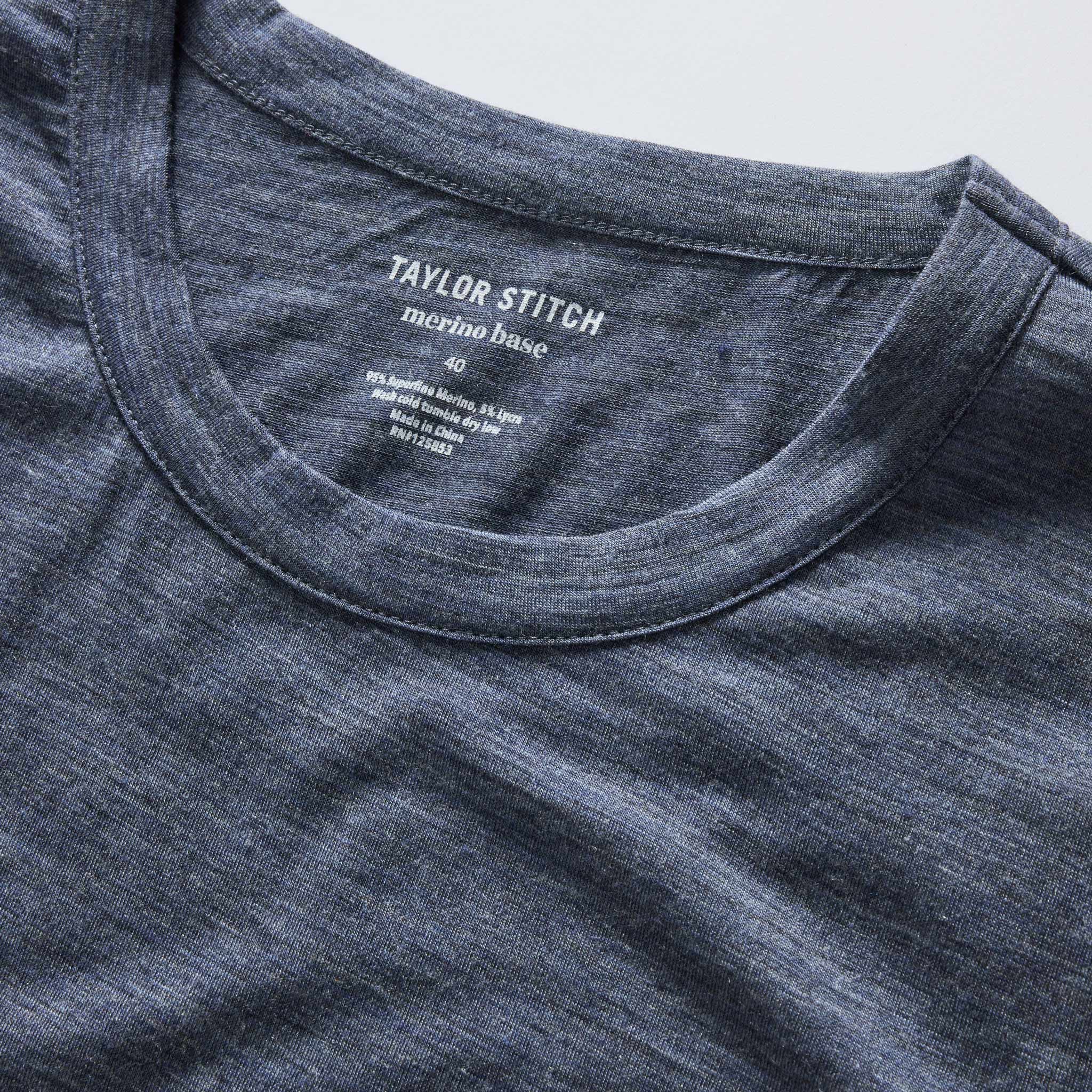 The Merino Tee in Heather Navy - Image 5
