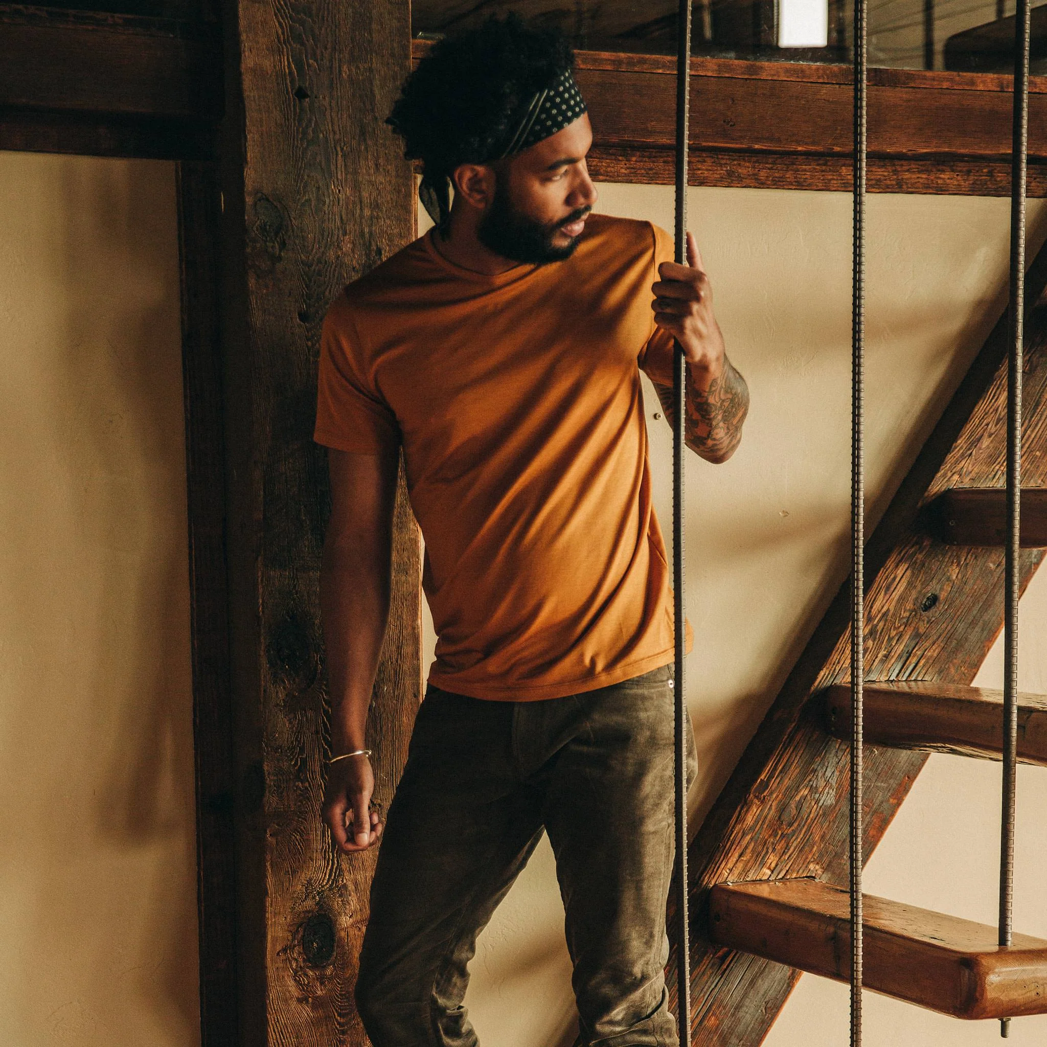 The Merino Tee in Heather Saffron - Image 2