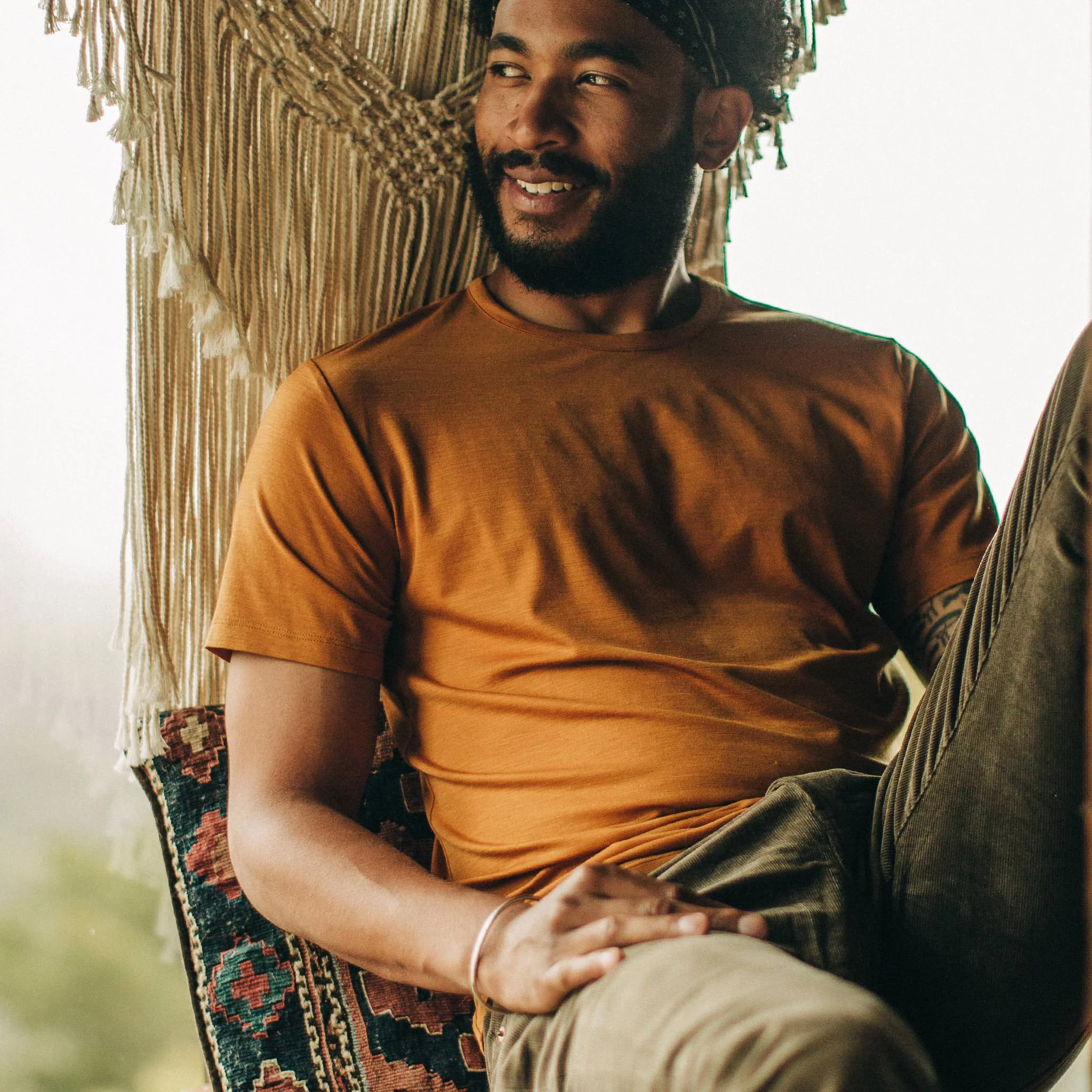 The Merino Tee in Heather Saffron - Image 3