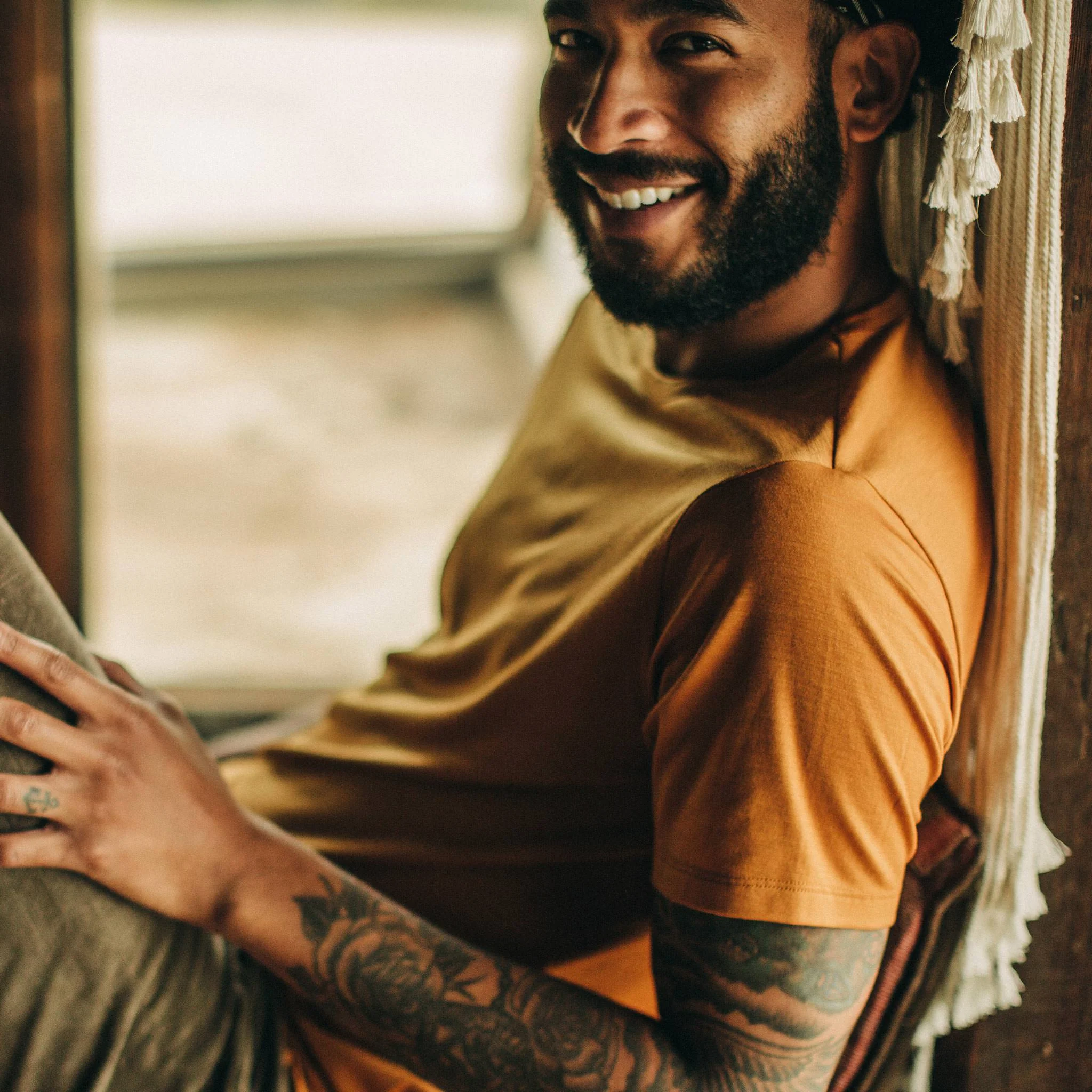 The Merino Tee in Heather Saffron - Image 4