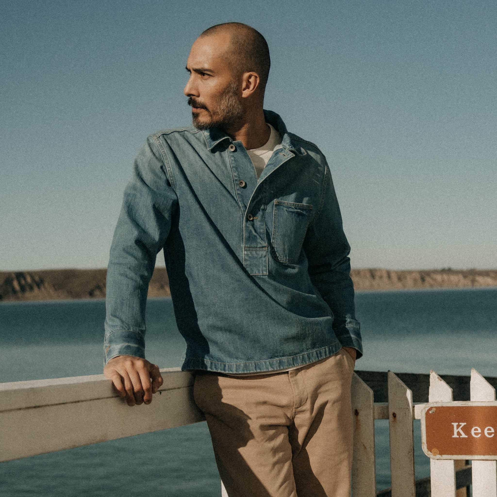 The Milton Pullover in Washed Selvedge Denim - Image 2