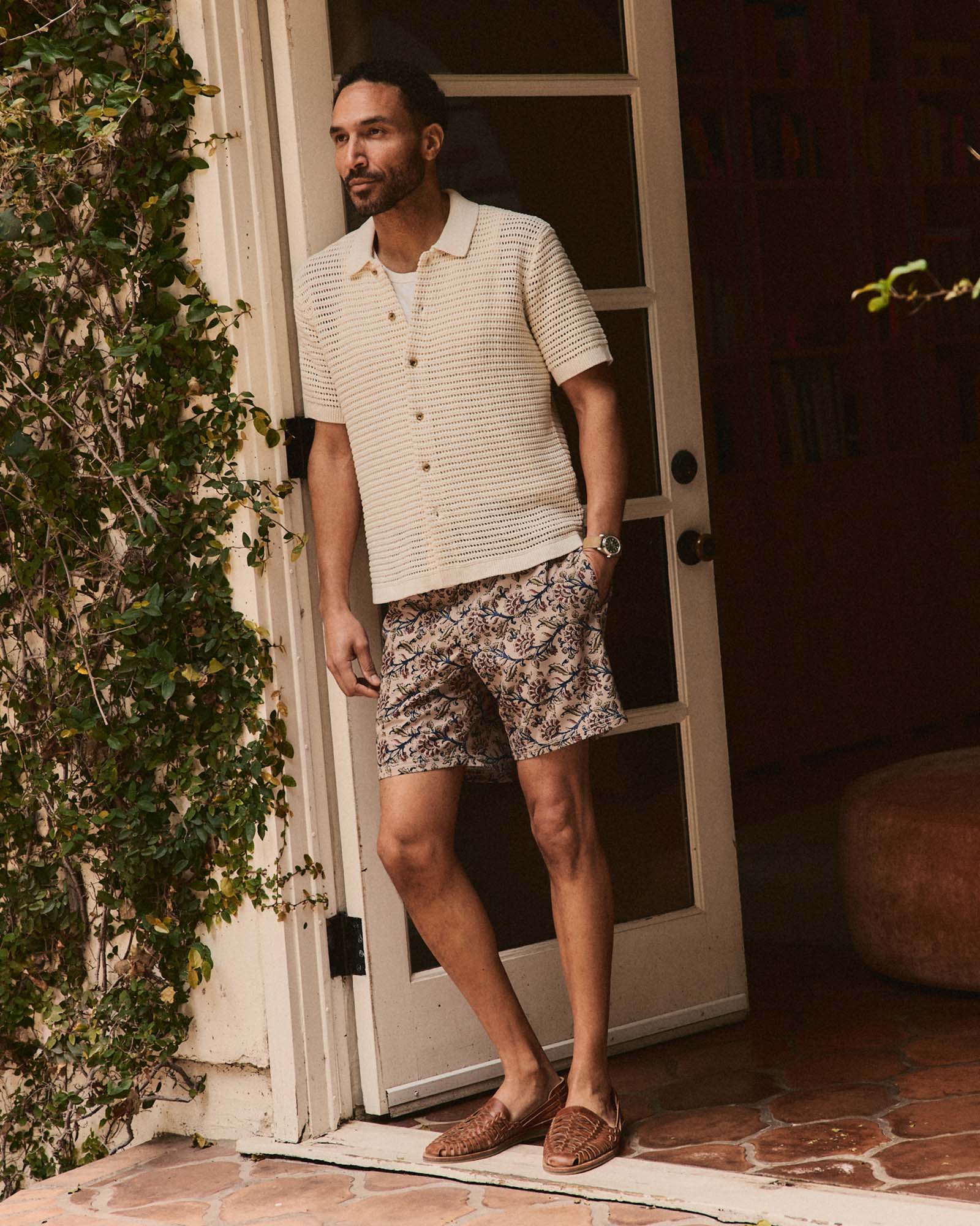 The Monterey Sweater Polo in Vintage White Crochet - Image 3