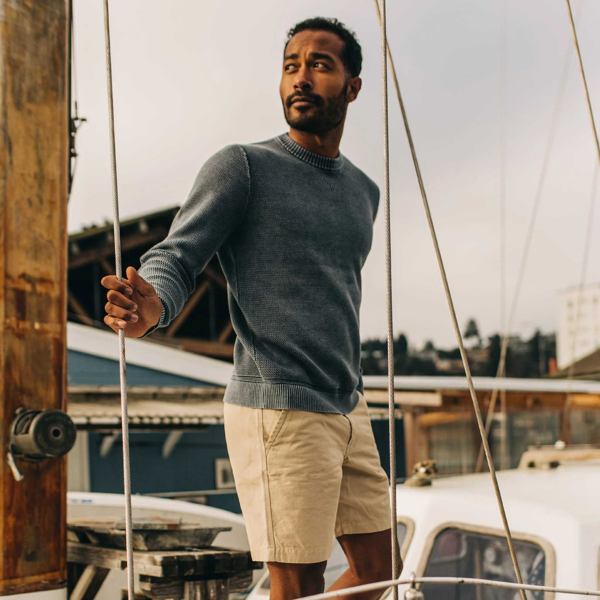 The Moor Sweater in Washed Indigo - Image 5