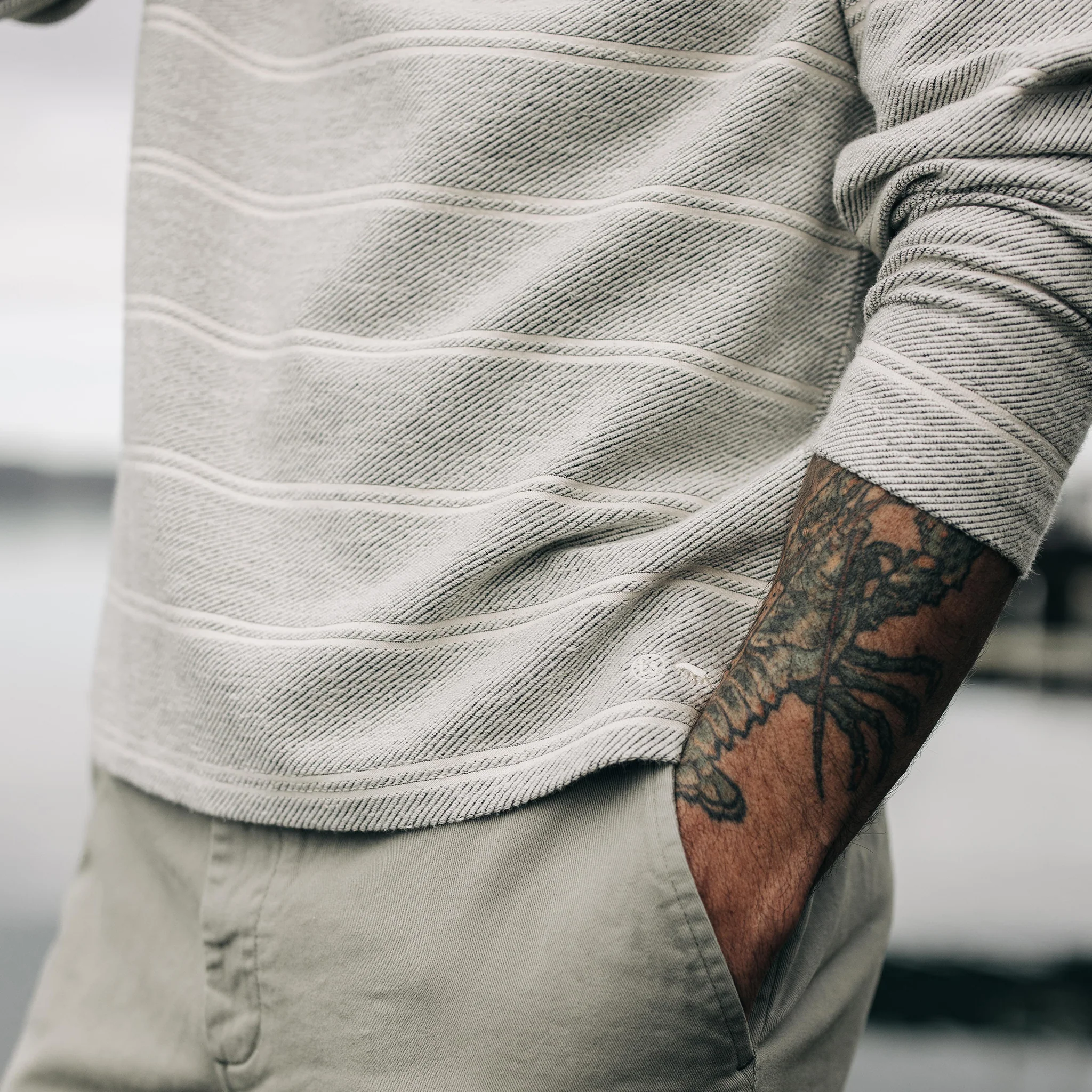The Morgan Crewneck in Ash Stripe - Image 4