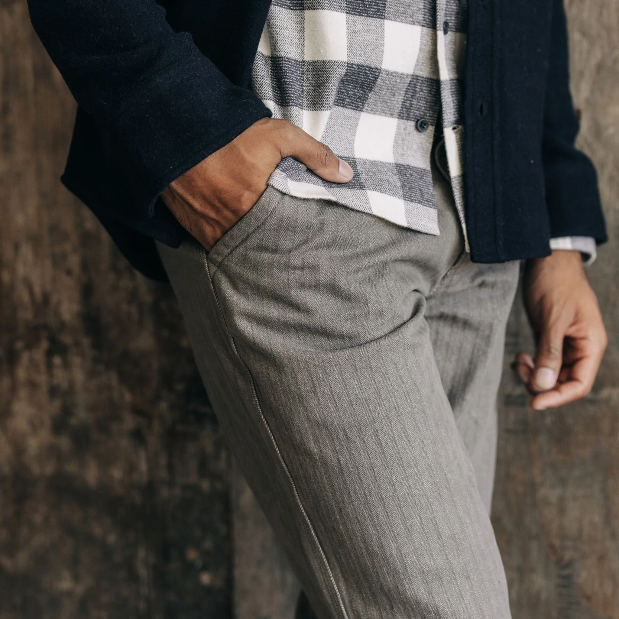 The Morse Pant in Smoked Olive Herringbone Twill - Image 3