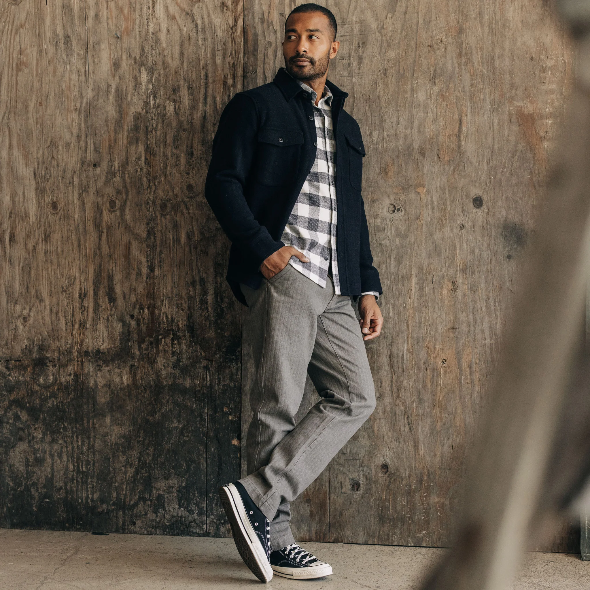 The Morse Pant in Smoked Olive Herringbone Twill - Image 4