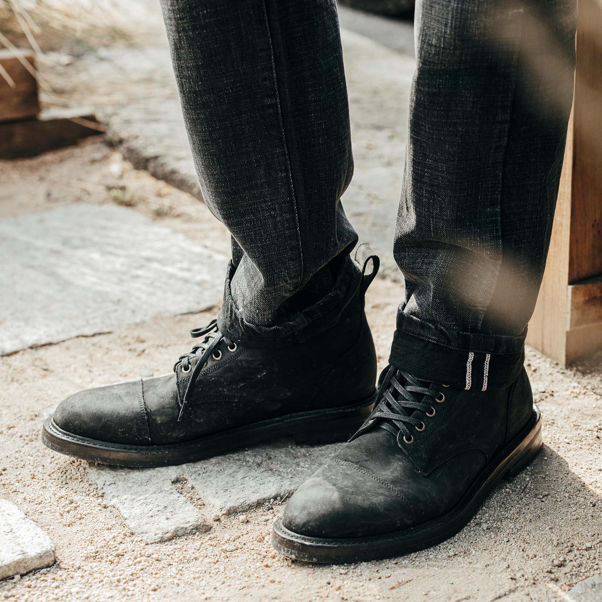 The Moto Boot in Black Weatherproof Nubuck - Image 3