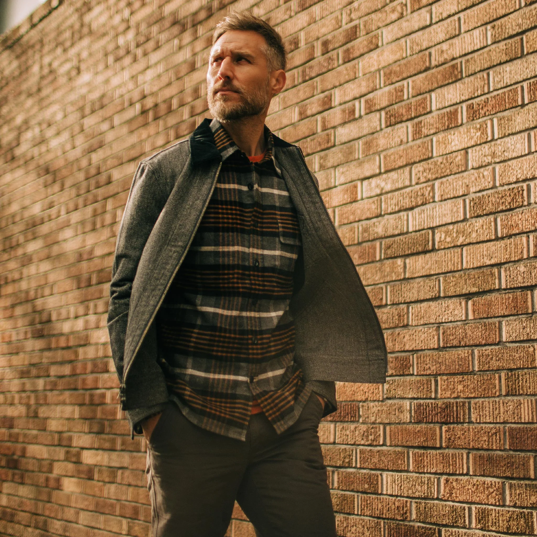The Moto Shirt in Orange Plaid - Image 5