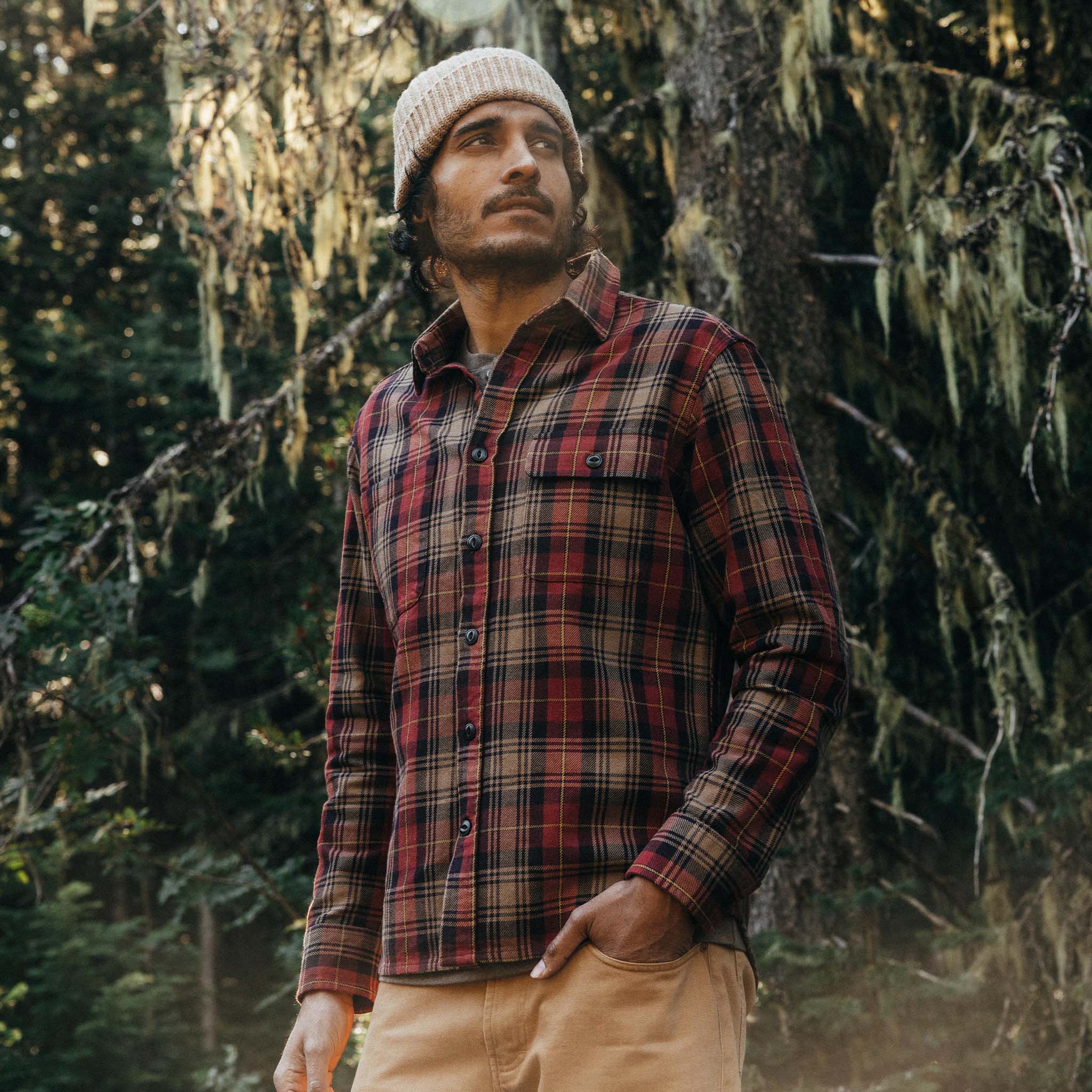 The Moto Utility Shirt in Cardinal Plaid - Image 2