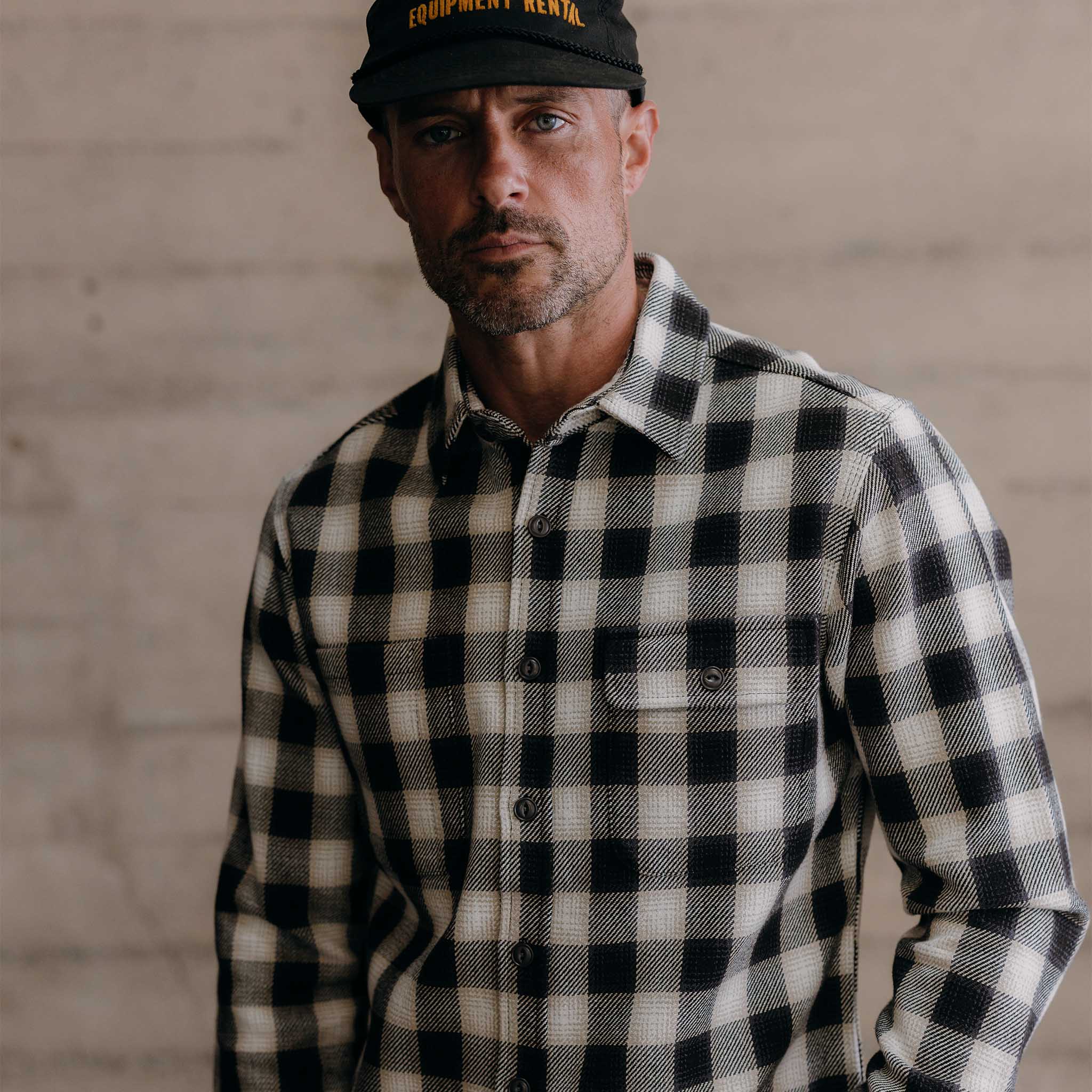 The Moto Utility Shirt in White Smoke Plaid - Image 2