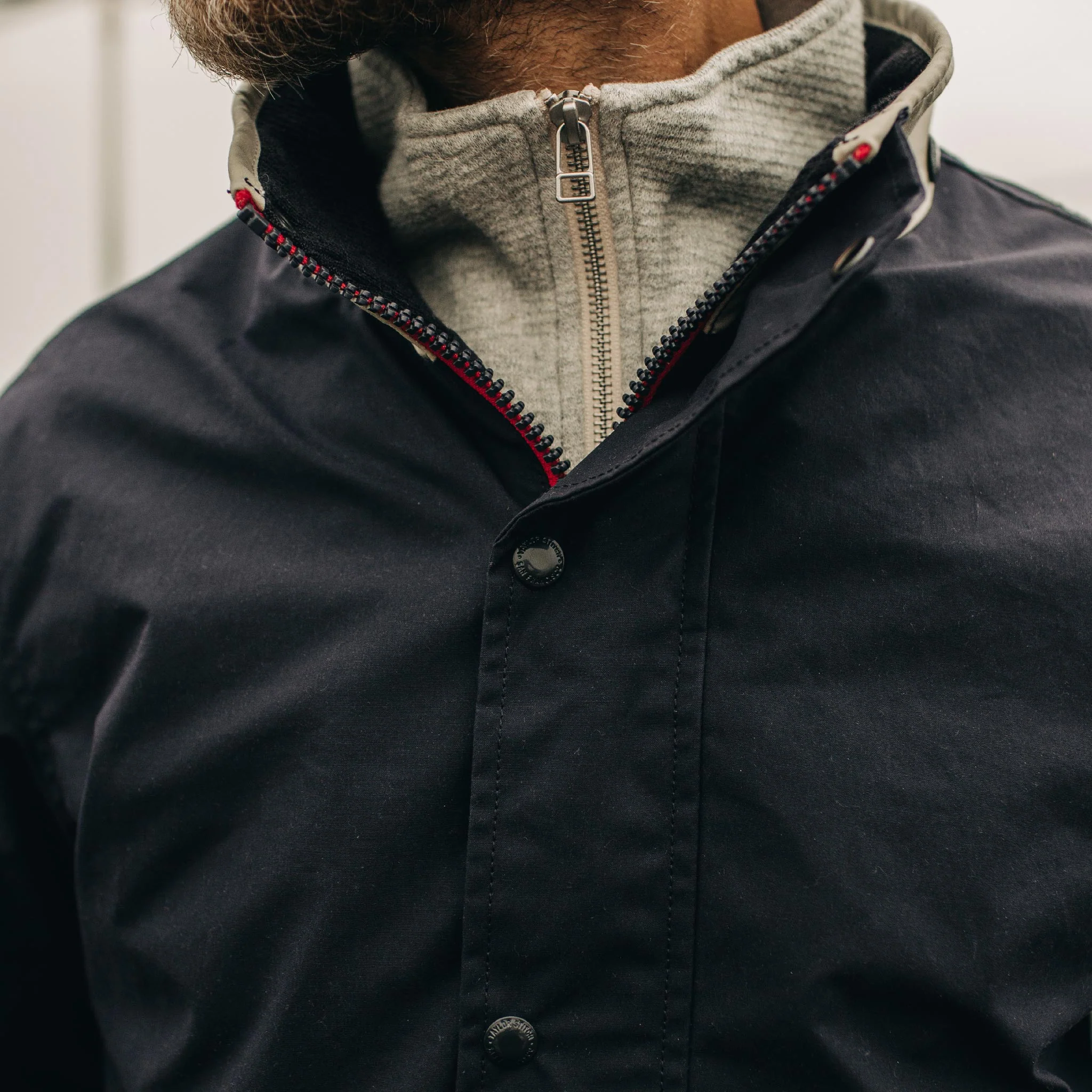 The Navigator Jacket in Natural and Navy Colorblock - Image 4