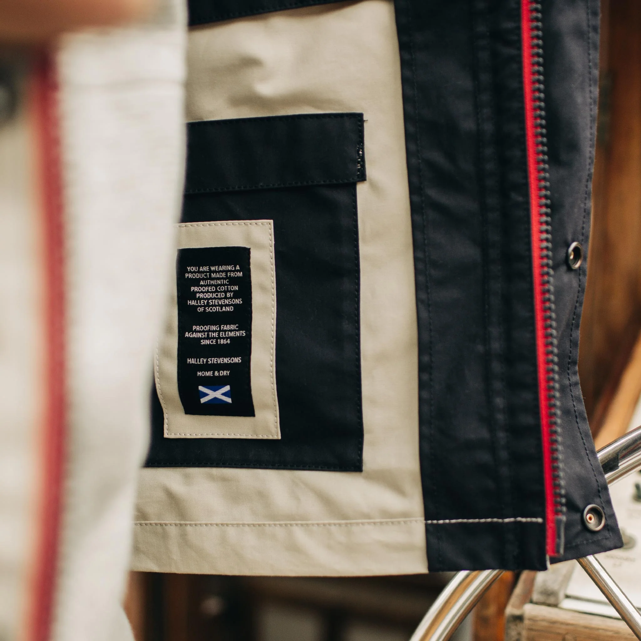 The Navigator Jacket in Natural and Navy Colorblock - Image 6
