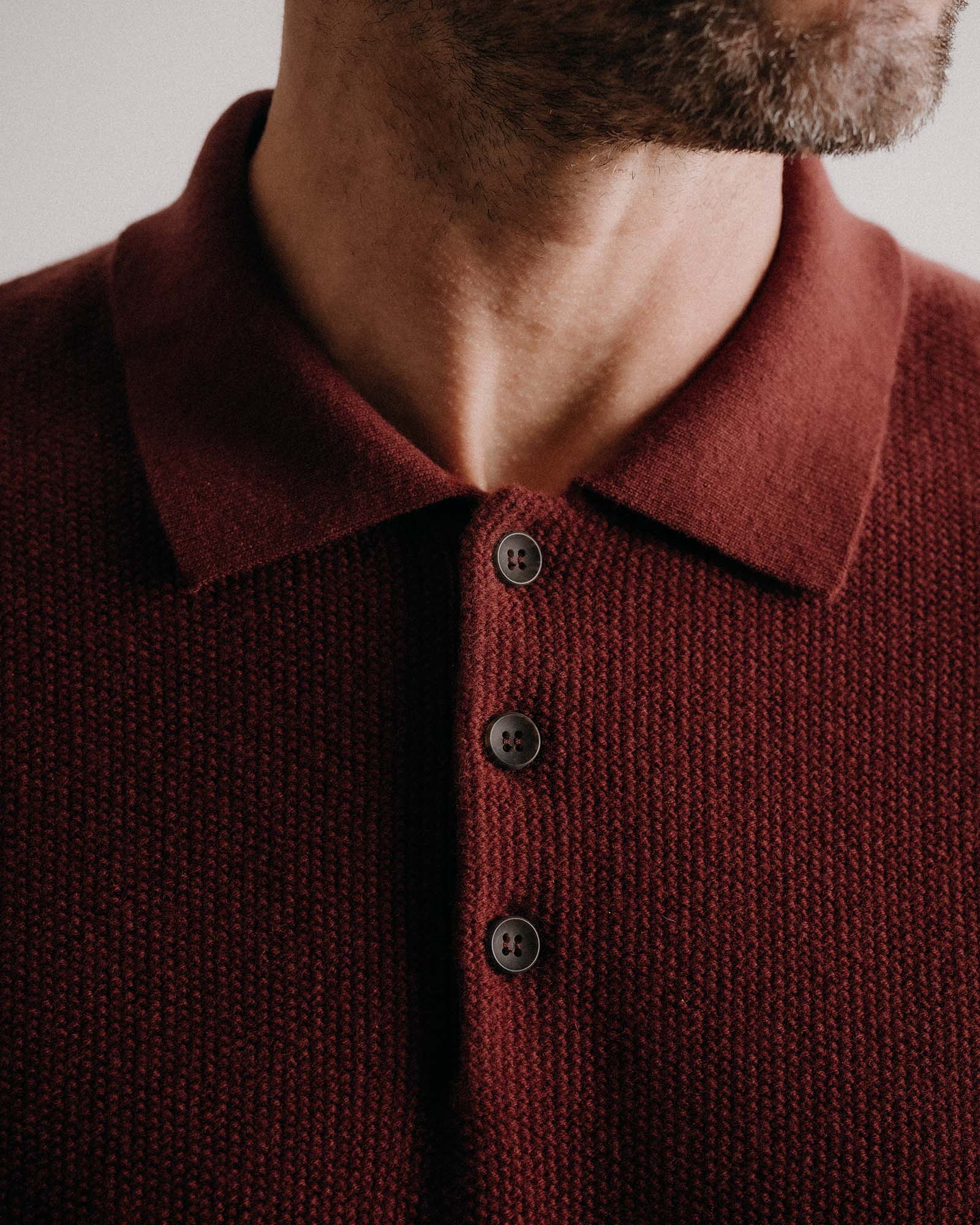 The Newton Sweater Polo in Dried Cherry Merino - Image 3