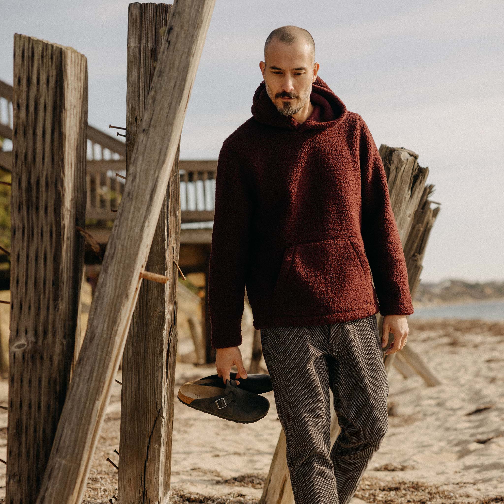 The Nomad Hoodie in Burgundy Sherpa - Image 2