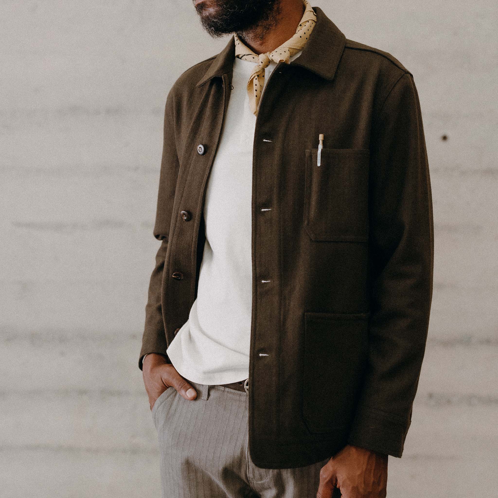 The Ojai Jacket in Army Herringbone Wool - Image 2