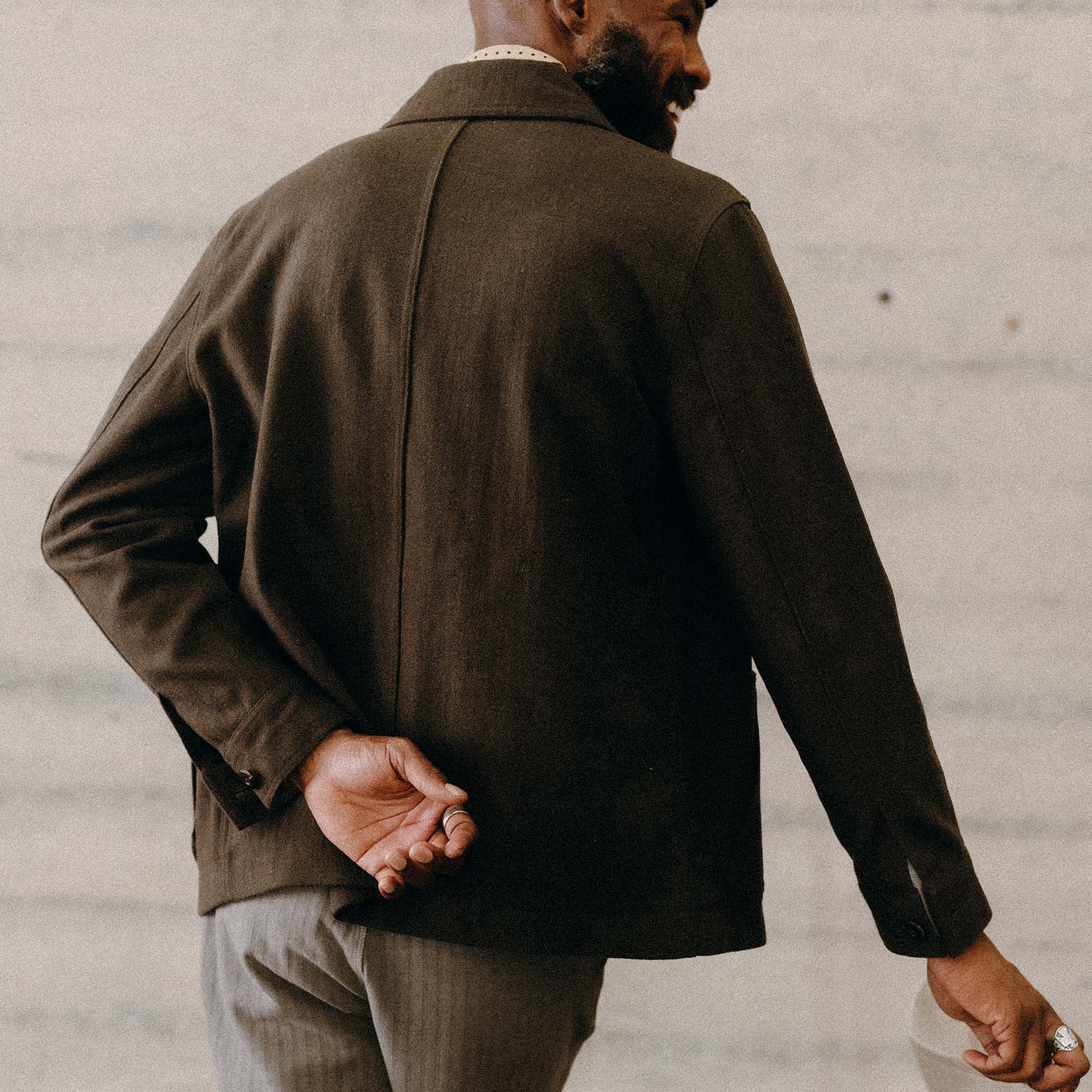 The Ojai Jacket in Army Herringbone Wool - Image 4
