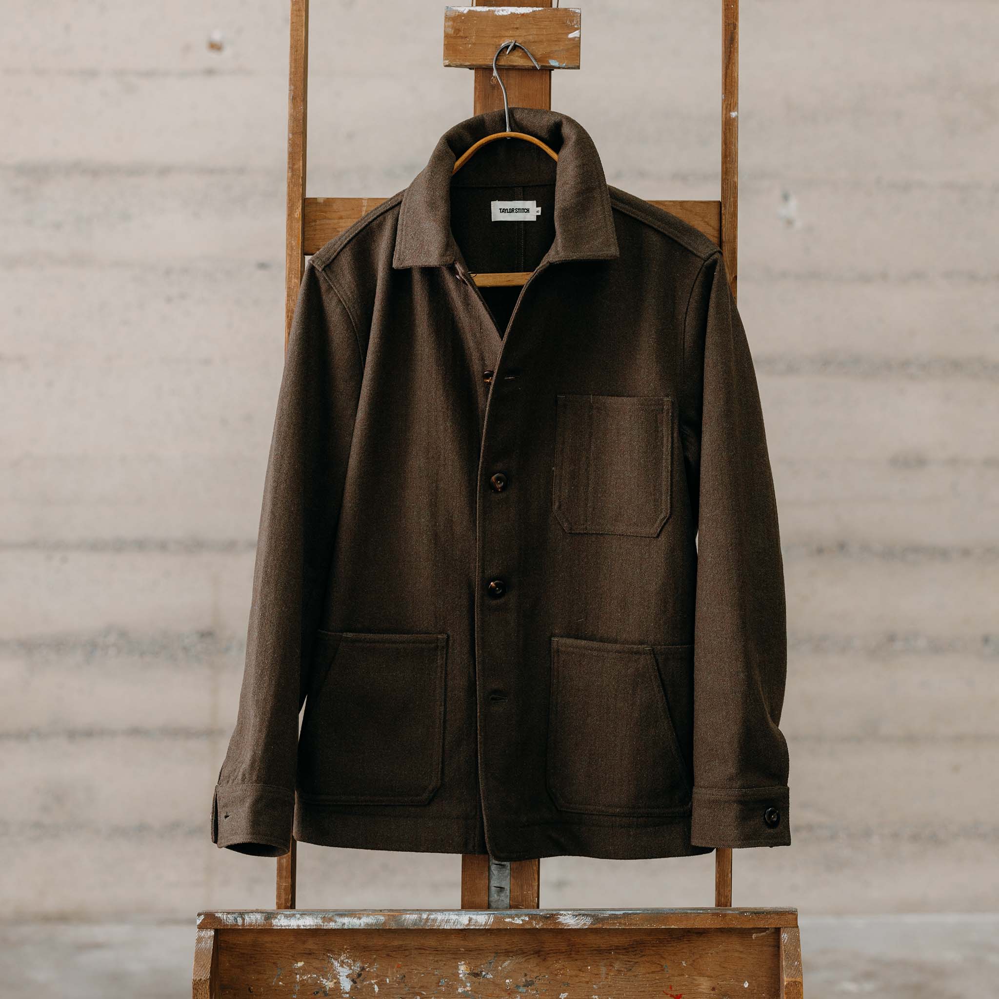 The Ojai Jacket in Army Herringbone Wool - Image 5