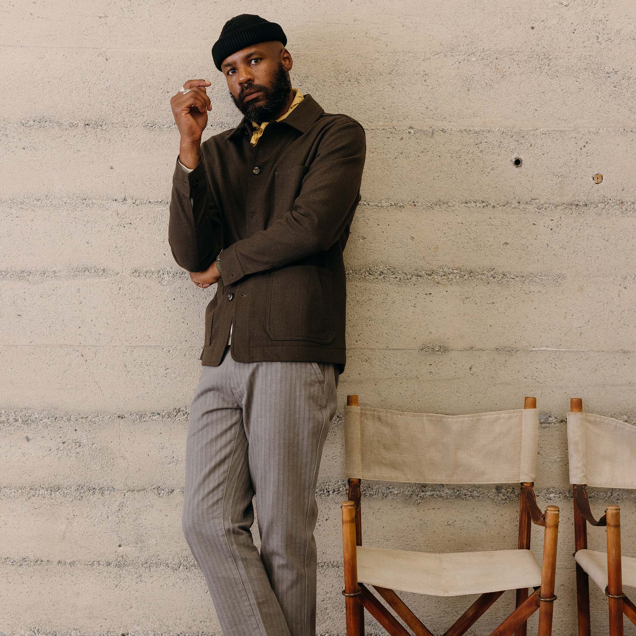The Ojai Jacket in Army Herringbone Wool - Image 6