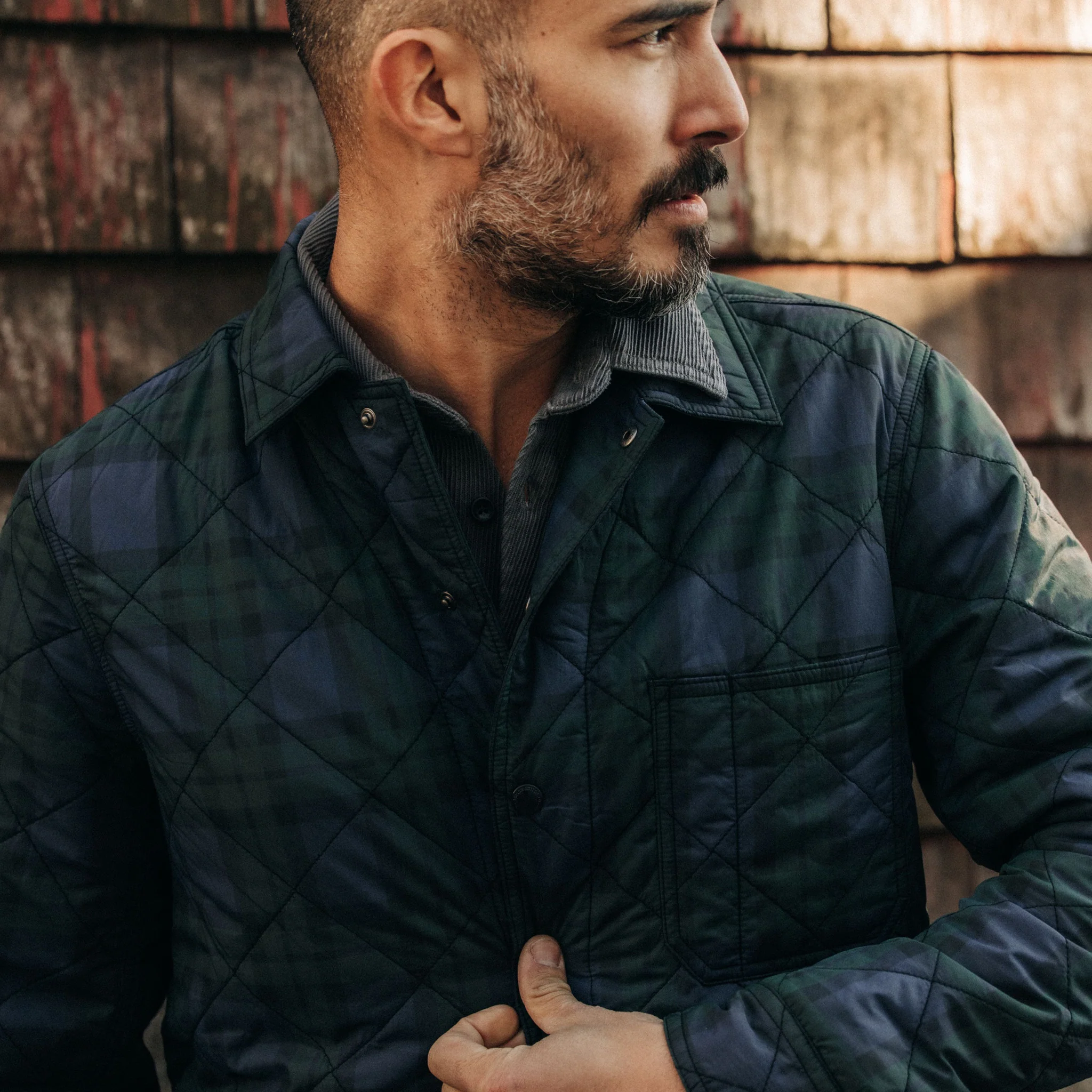 The Ojai Jacket in Blackwatch Plaid Diamond Quilt - Image 2