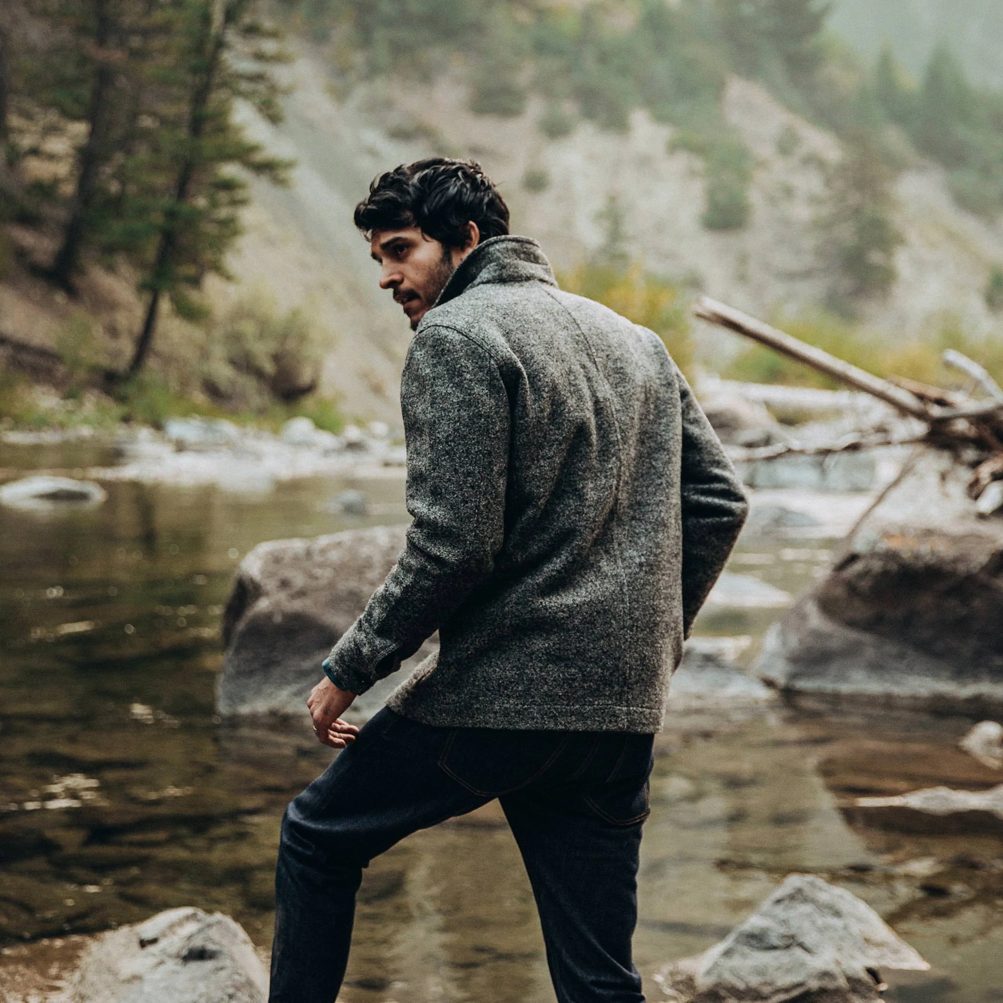The Ojai Jacket in Charcoal Wool - Image 6