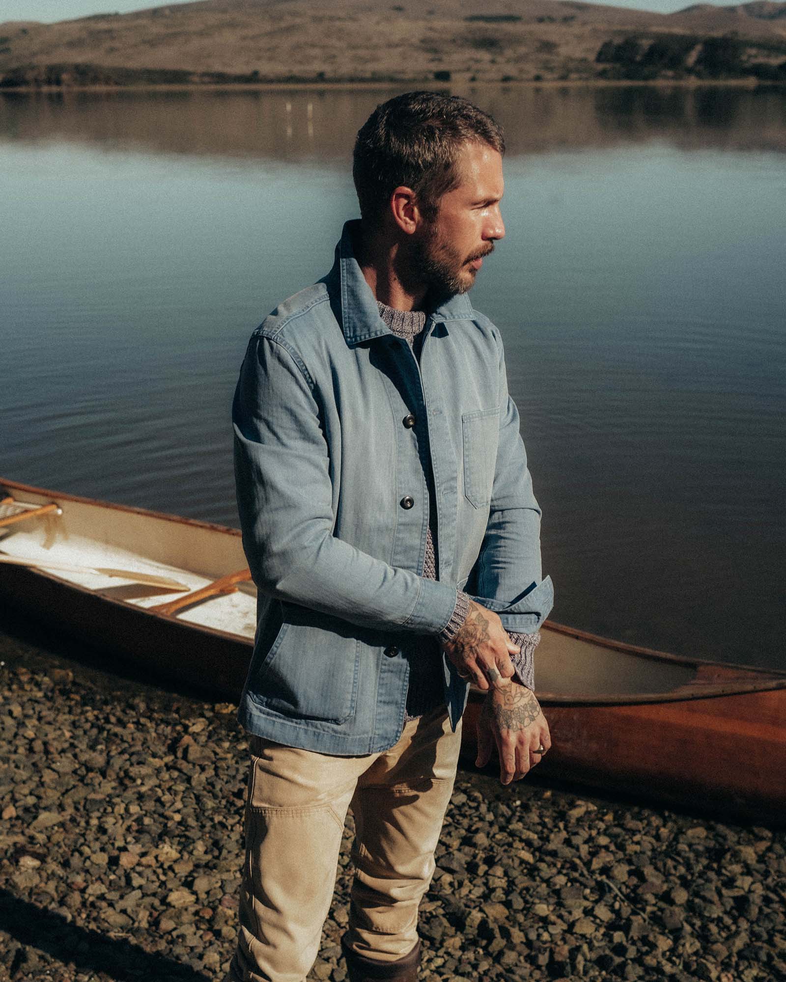 The Ojai Jacket in French Blue Herringbone - Image 2