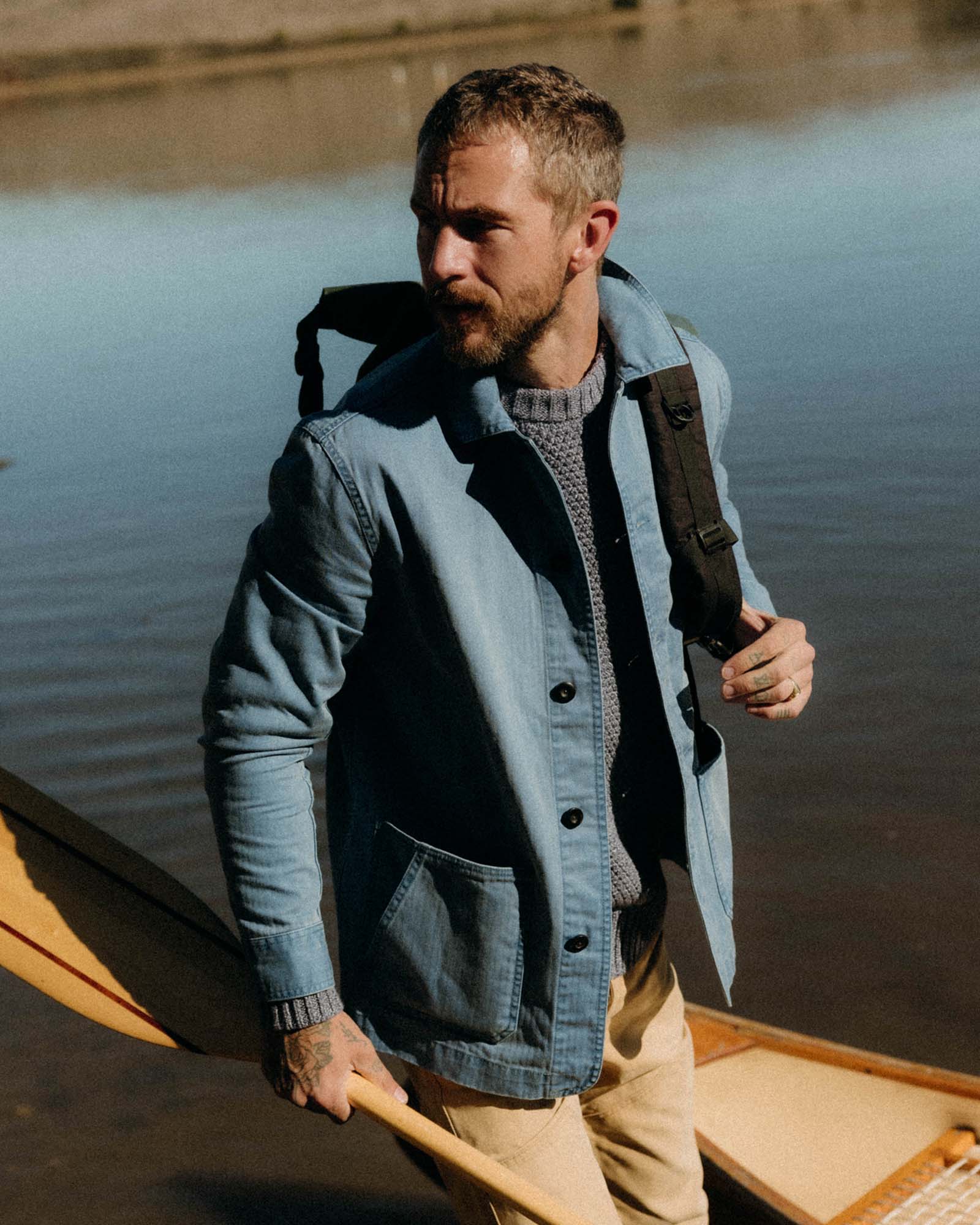The Ojai Jacket in French Blue Herringbone - Image 4