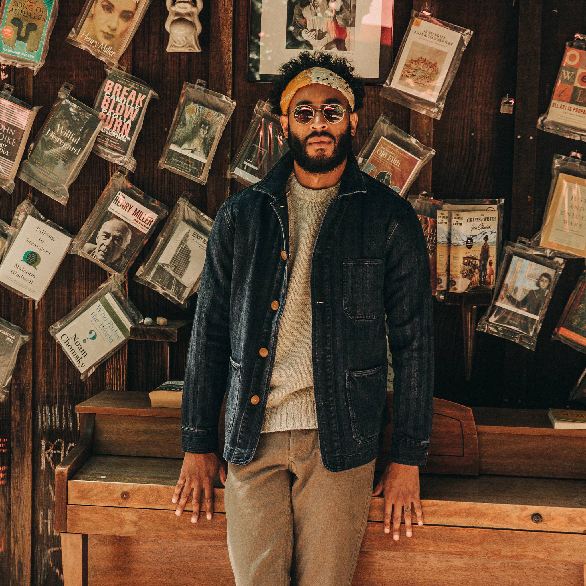 The Ojai Jacket in Washed Indigo Herringbone - Image 2