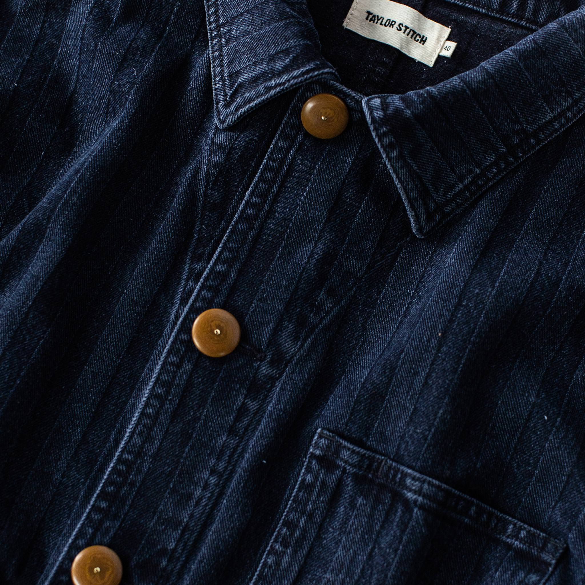 The Ojai Jacket in Washed Indigo Herringbone - Image 6